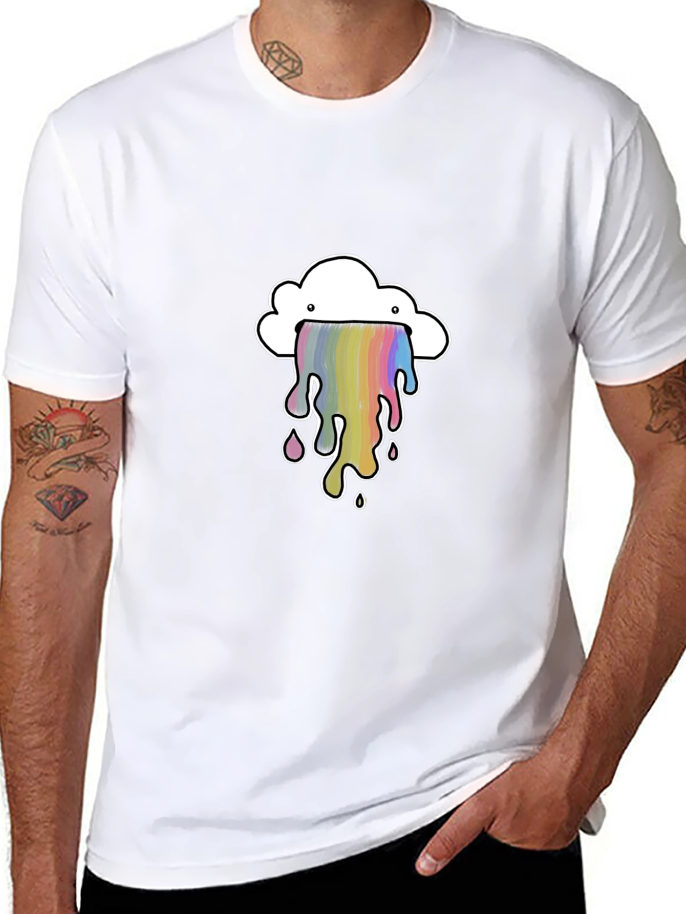Cloud Rainbow Graphic Black T-Shirt