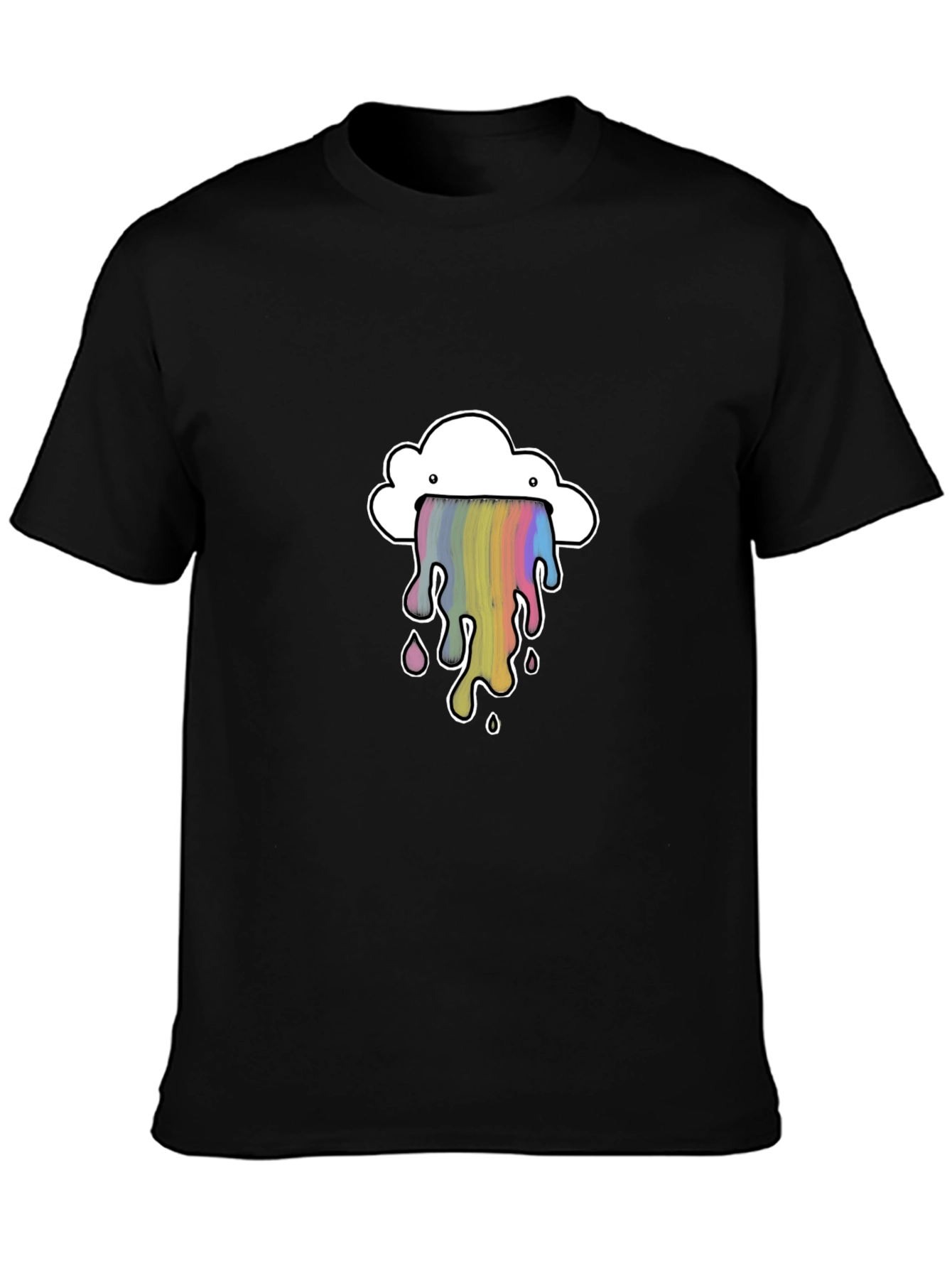 Cloud Rainbow Graphic Black T-Shirt