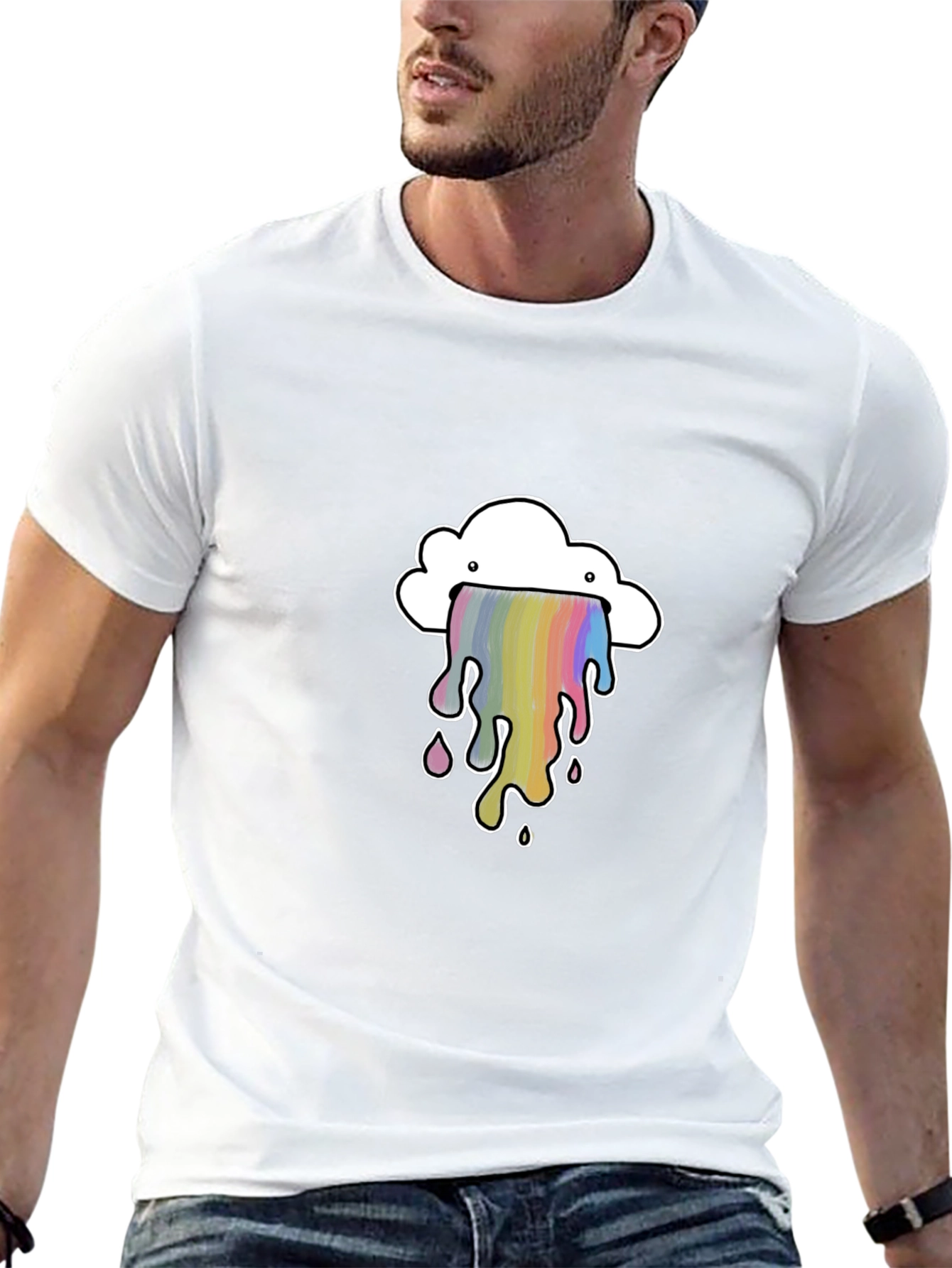 Cloud Rainbow Graphic Black T-Shirt