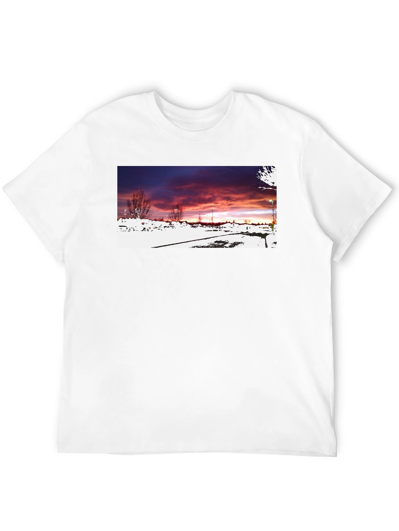 Black Graphic T-Shirt - Sunset Landscape Design