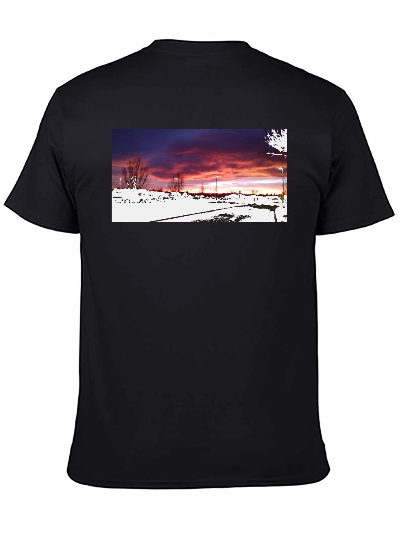 Black Graphic T-Shirt - Sunset Landscape Design