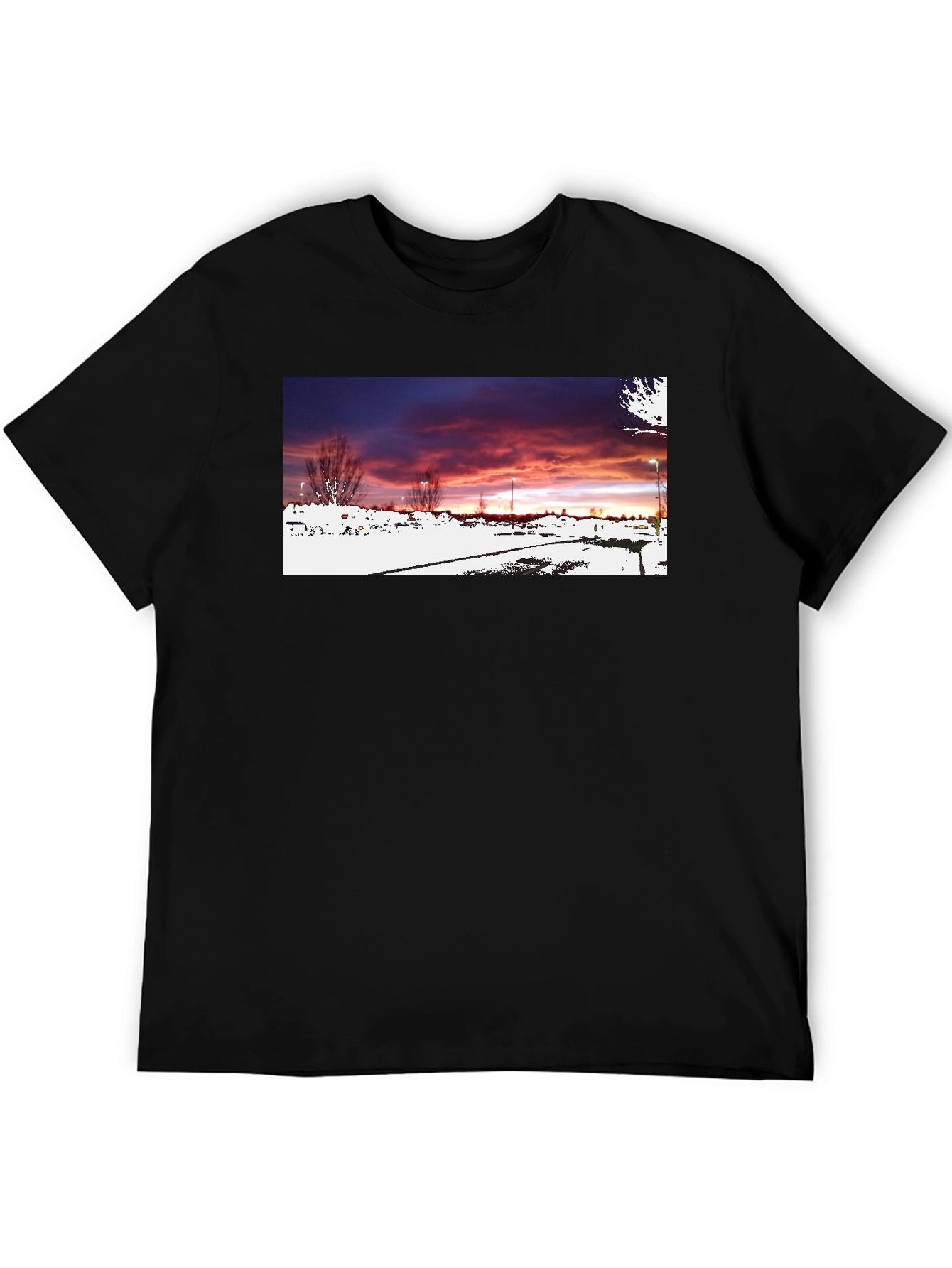 Black Graphic T-Shirt - Sunset Landscape Design