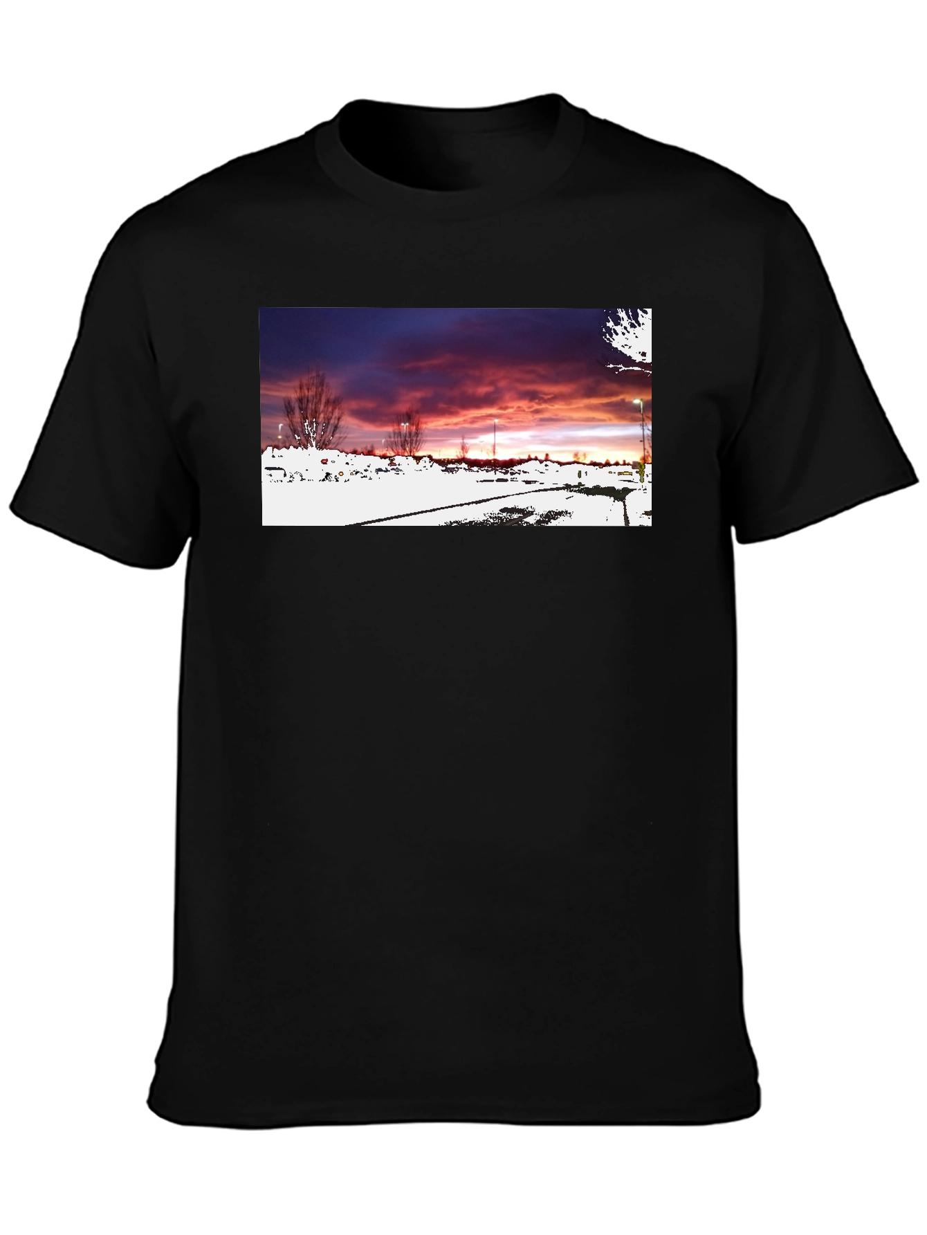 Black Graphic T-Shirt - Sunset Landscape Design