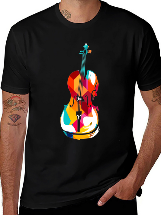 Abstract Cello Graphic Tee - Black