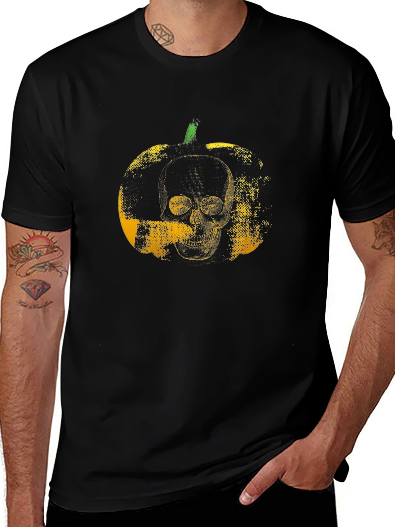Skull Pumpkin Graphic Black T-Shirt