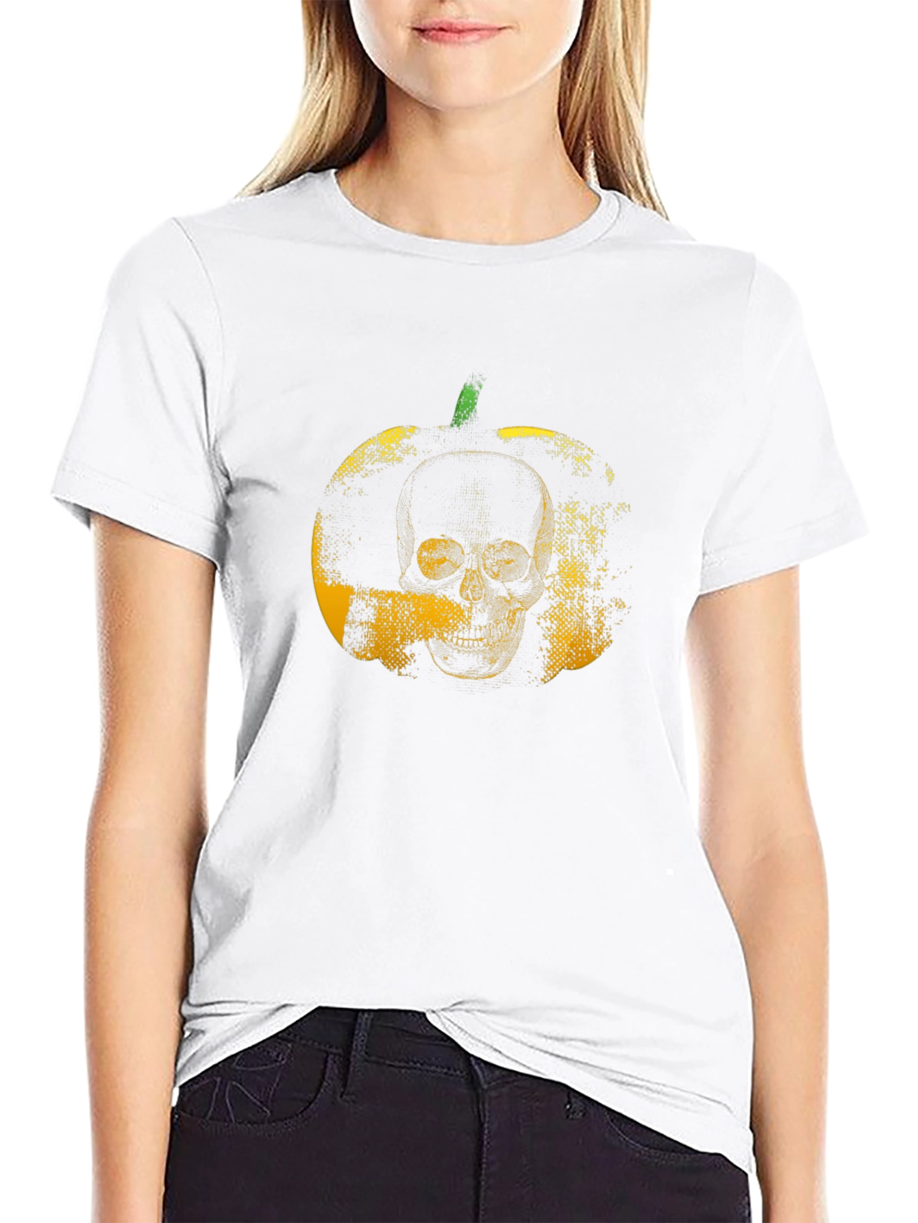 Skull Pumpkin Graphic Black T-Shirt