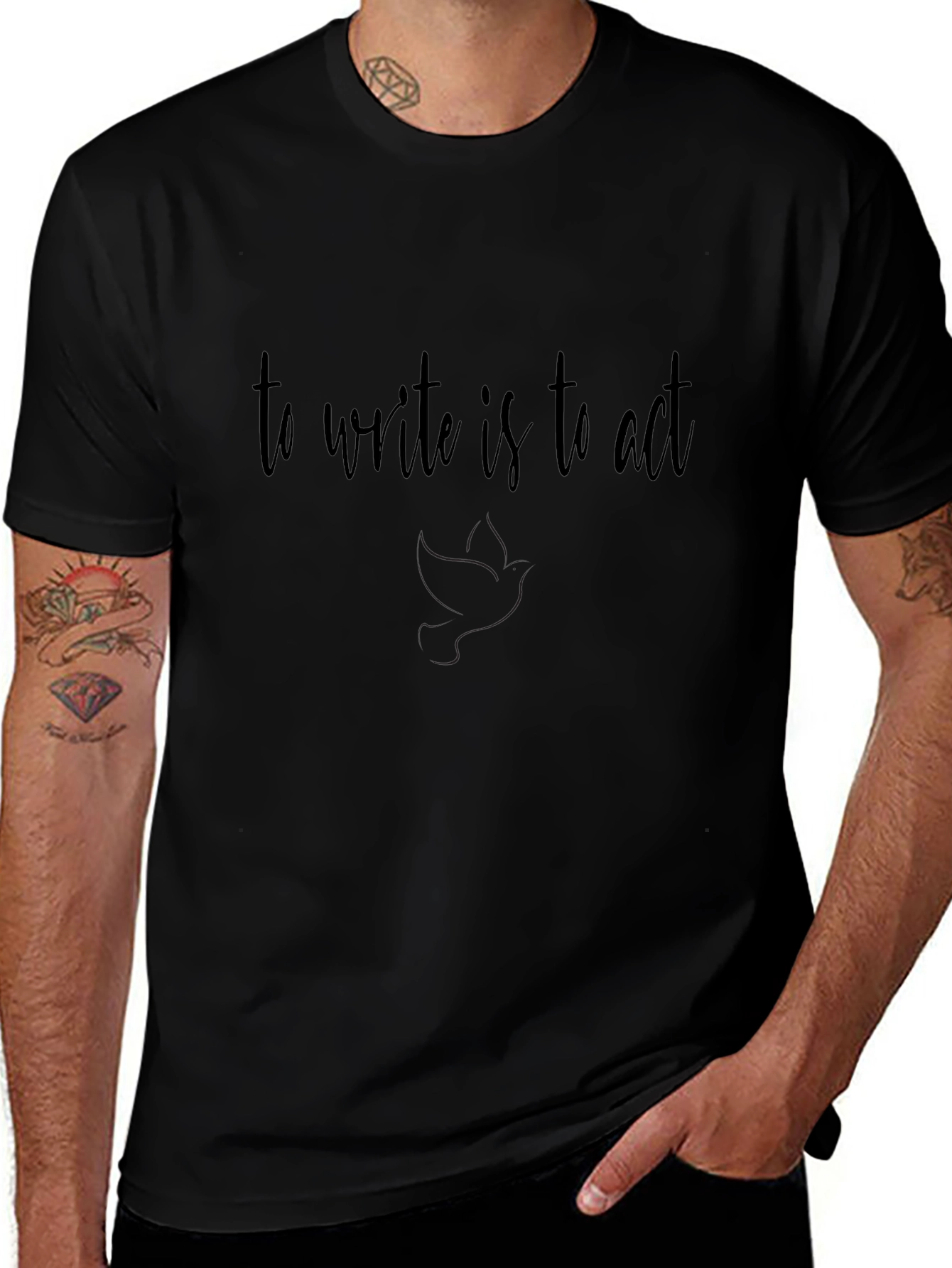 To Write Is To Act - Black T-Shirt
