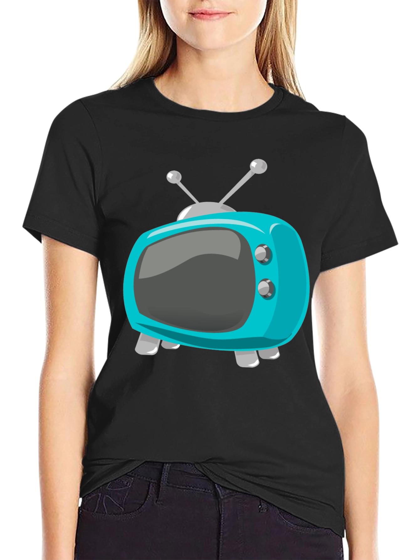 Retro Cartoon TV Graphic T-Shirt