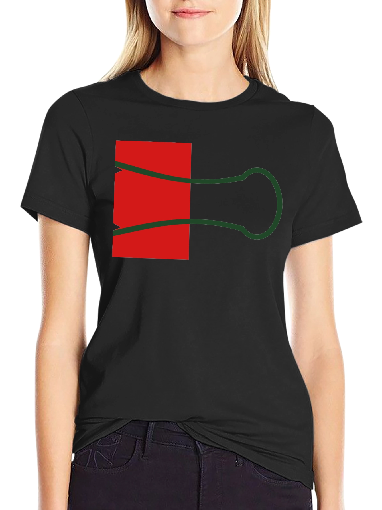 Abstract Paper Clip Graphic Tee - Black