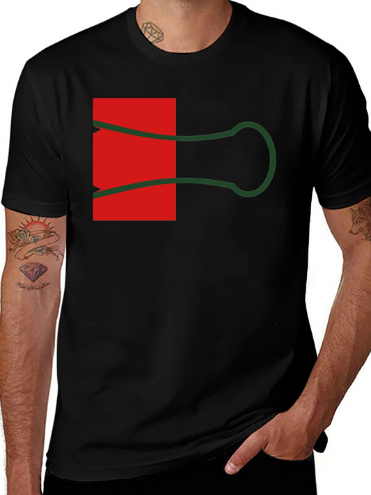 Abstract Paper Clip Graphic Tee - Black