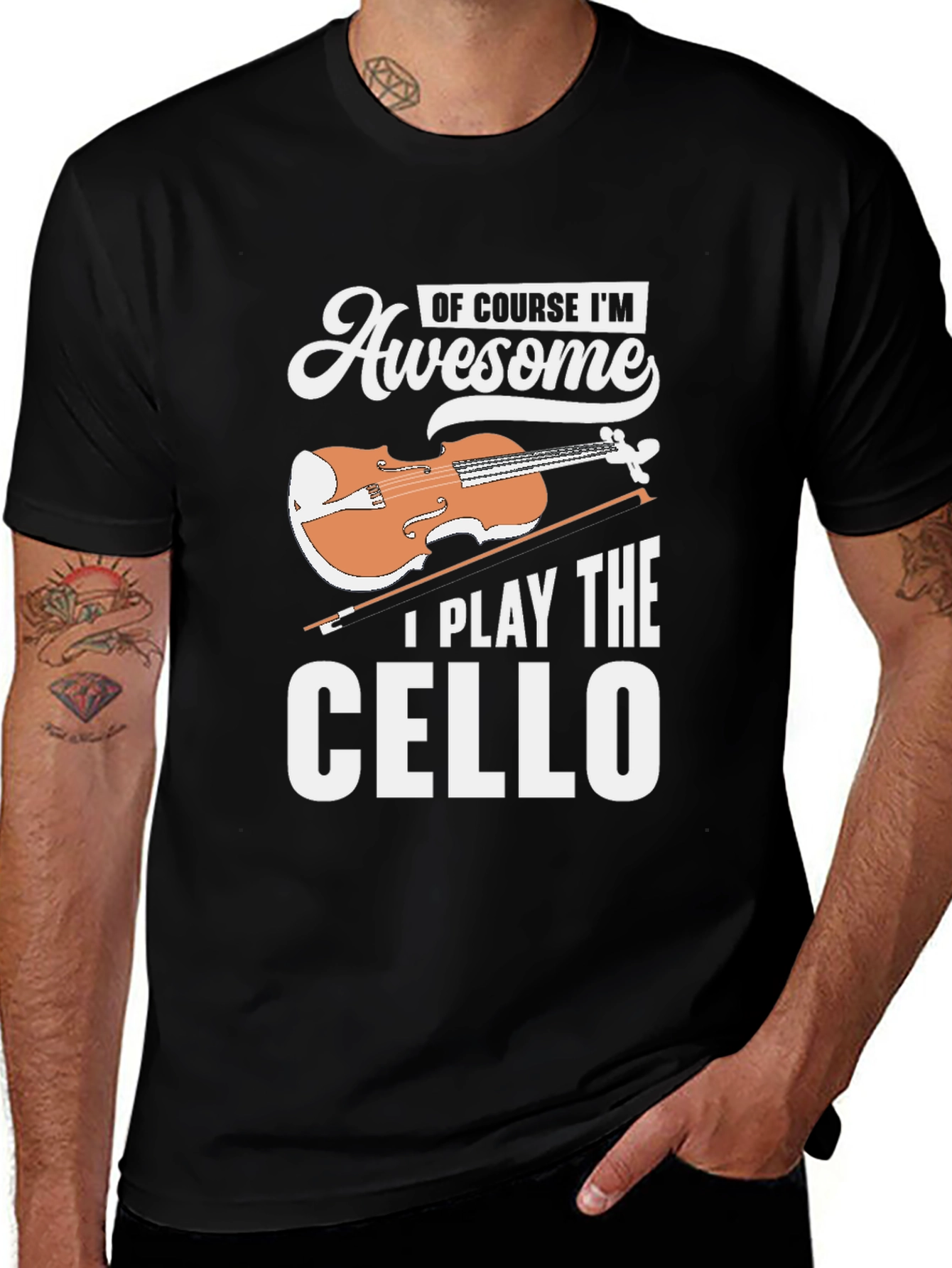 Awesome Cello Player Black T-Shirt