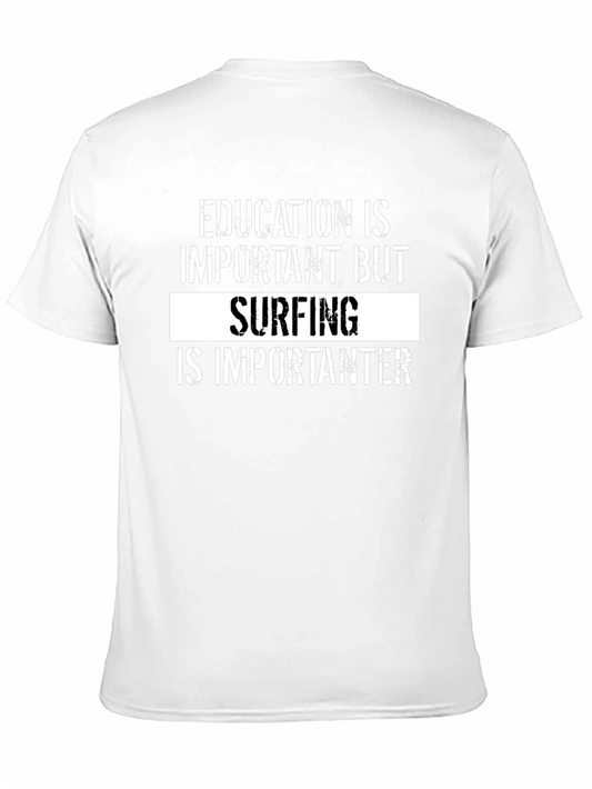 Surfing is Importanter T-Shirt - Black Graphic Tee