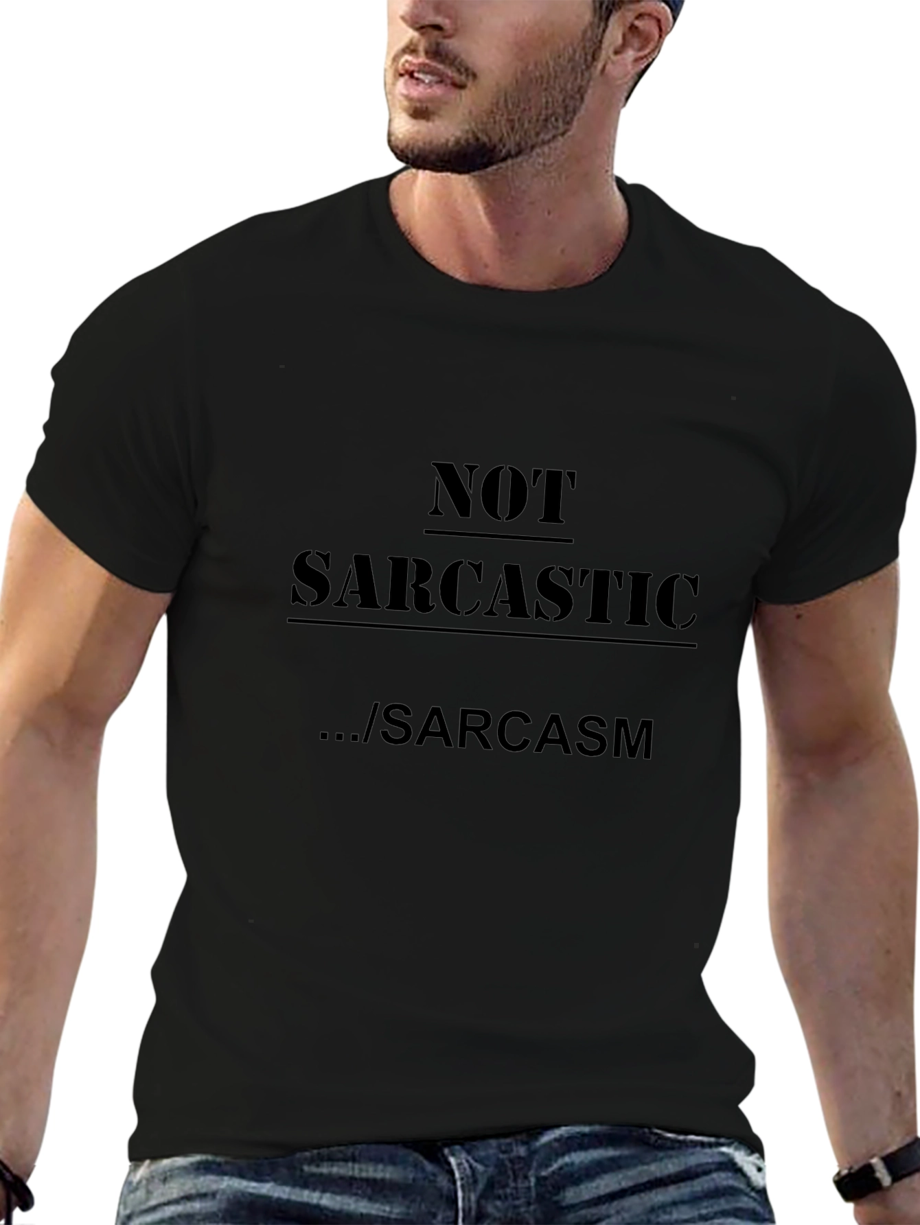 Sarcastic Graphic Tee - Black Cotton T-Shirt