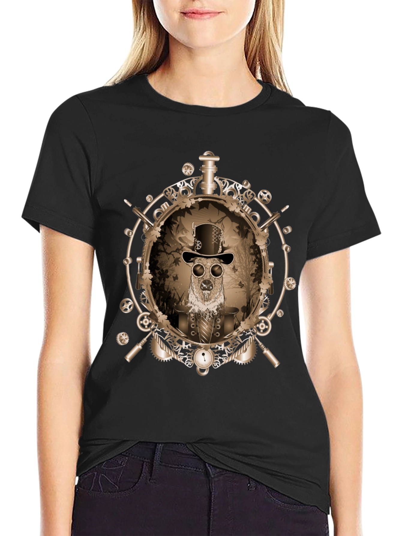 Steampunk Dog Graphic Tee - Unique Design