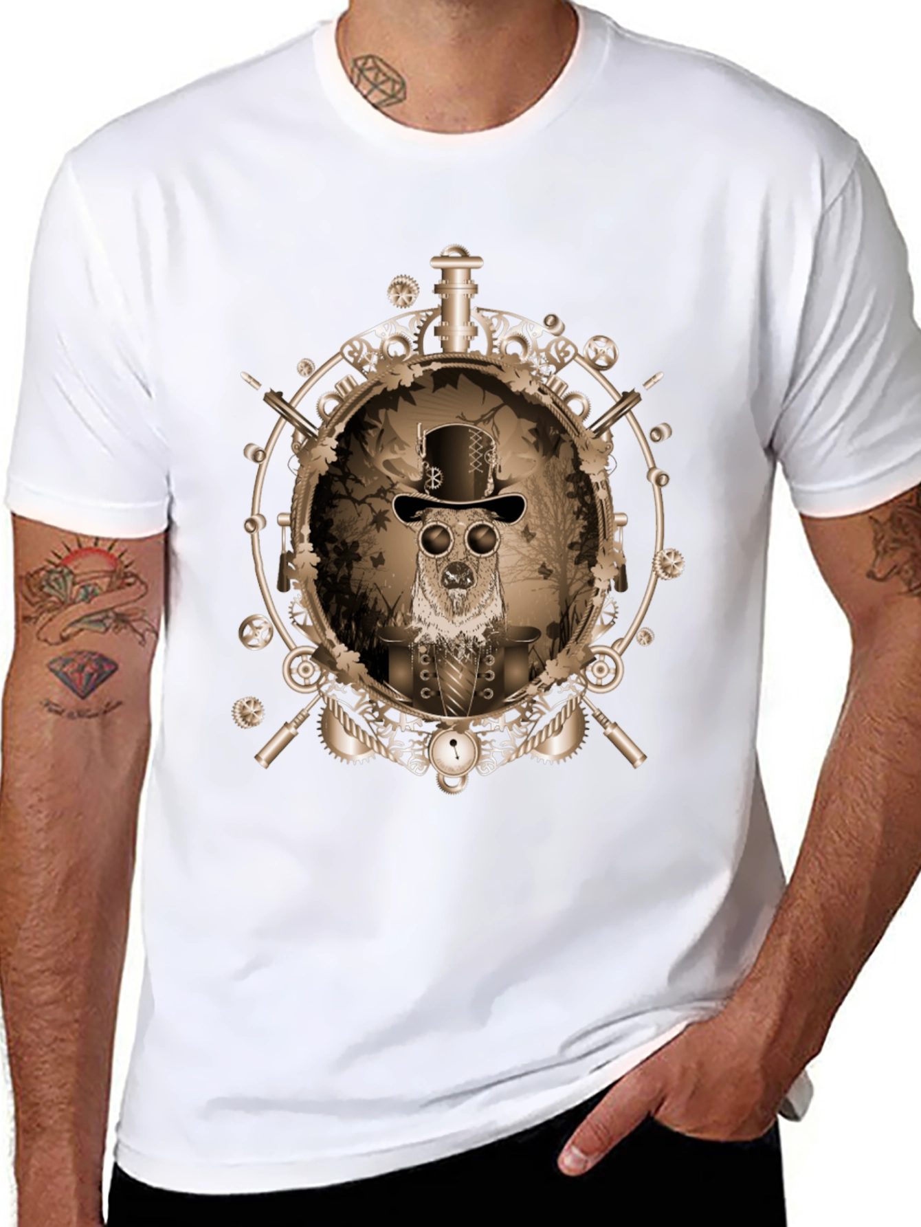 Steampunk Dog Graphic Tee - Unique Design