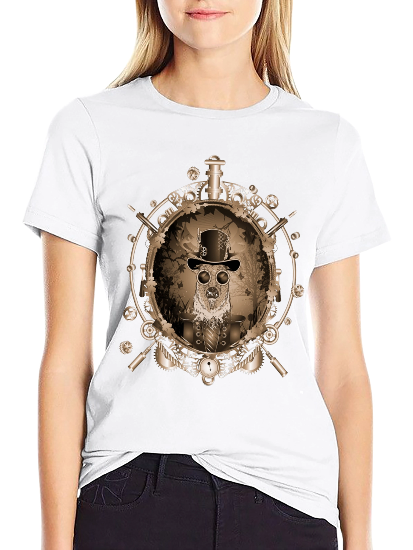 Steampunk Dog Graphic Tee - Unique Design