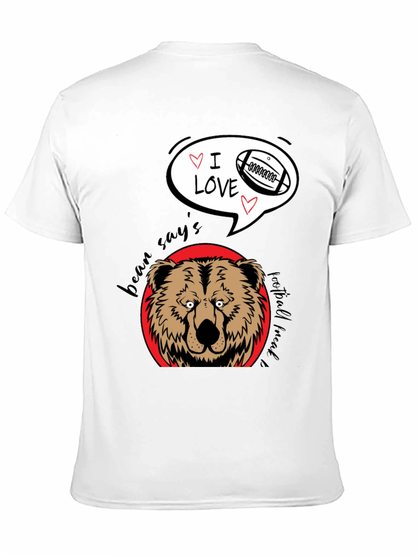 Bear Says I Love Football Black Graphic Tee