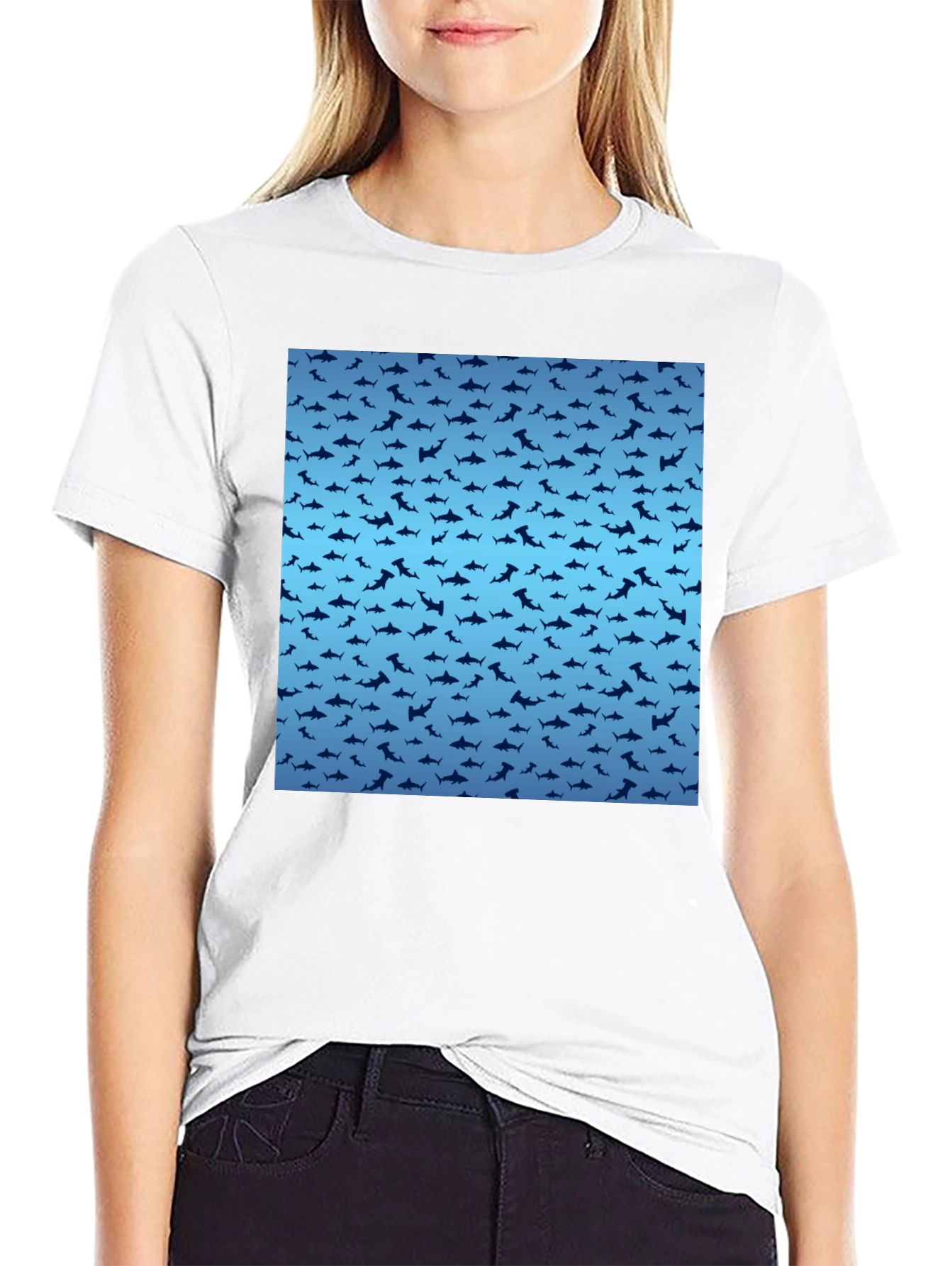 Shark Pattern T-Shirt - Stylish Mens Tee
