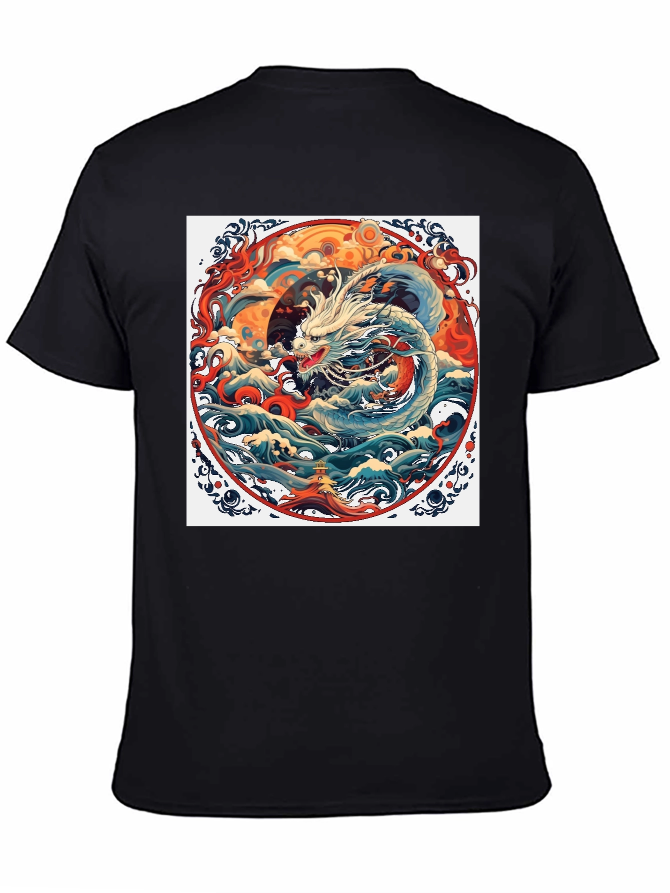 Dragon Wave Graphic Tee - Unique Artistic Design