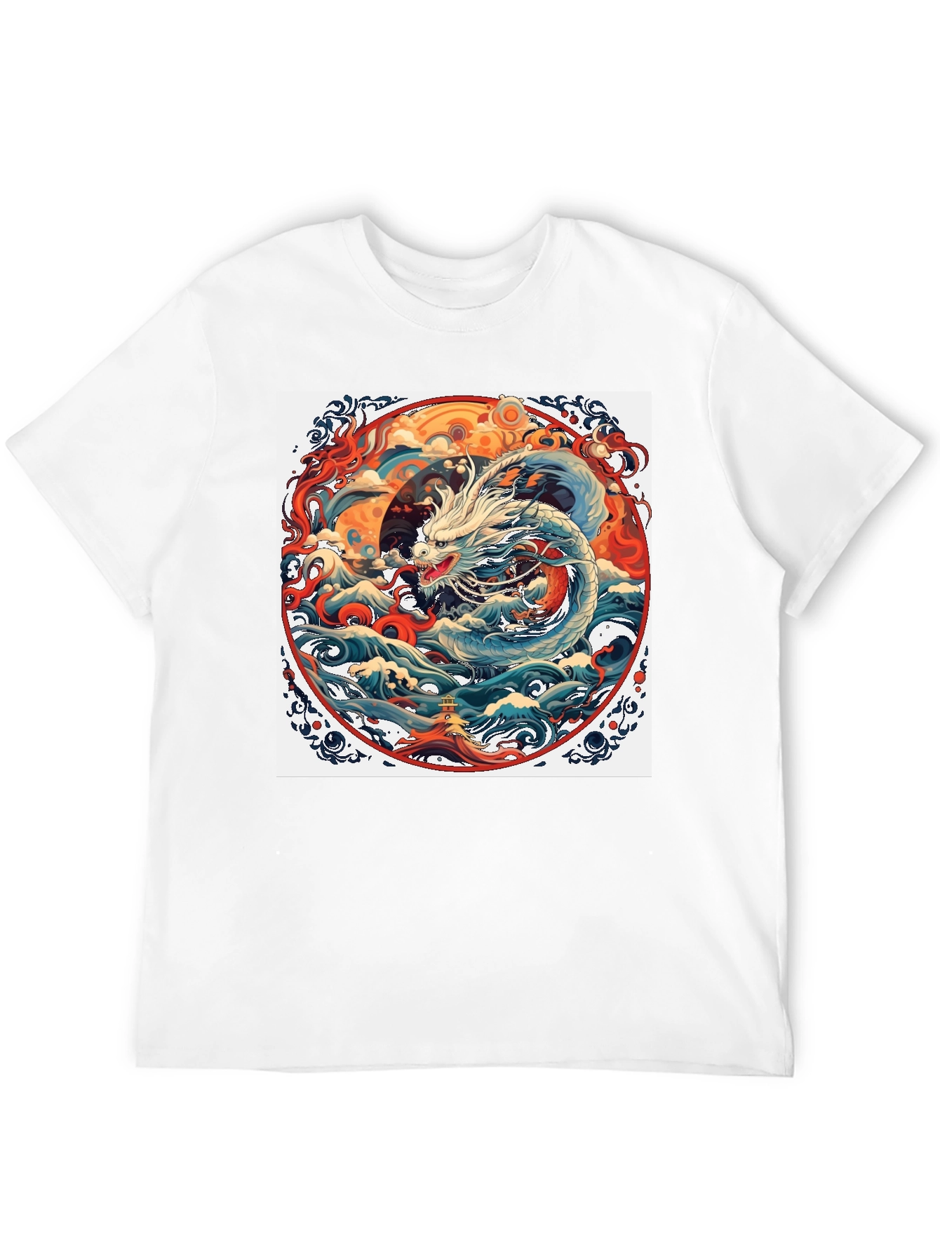 Dragon Wave Graphic Tee - Unique Artistic Design