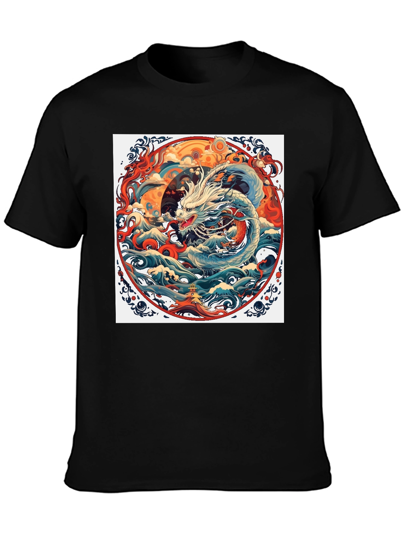 Dragon Wave Graphic Tee - Unique Artistic Design