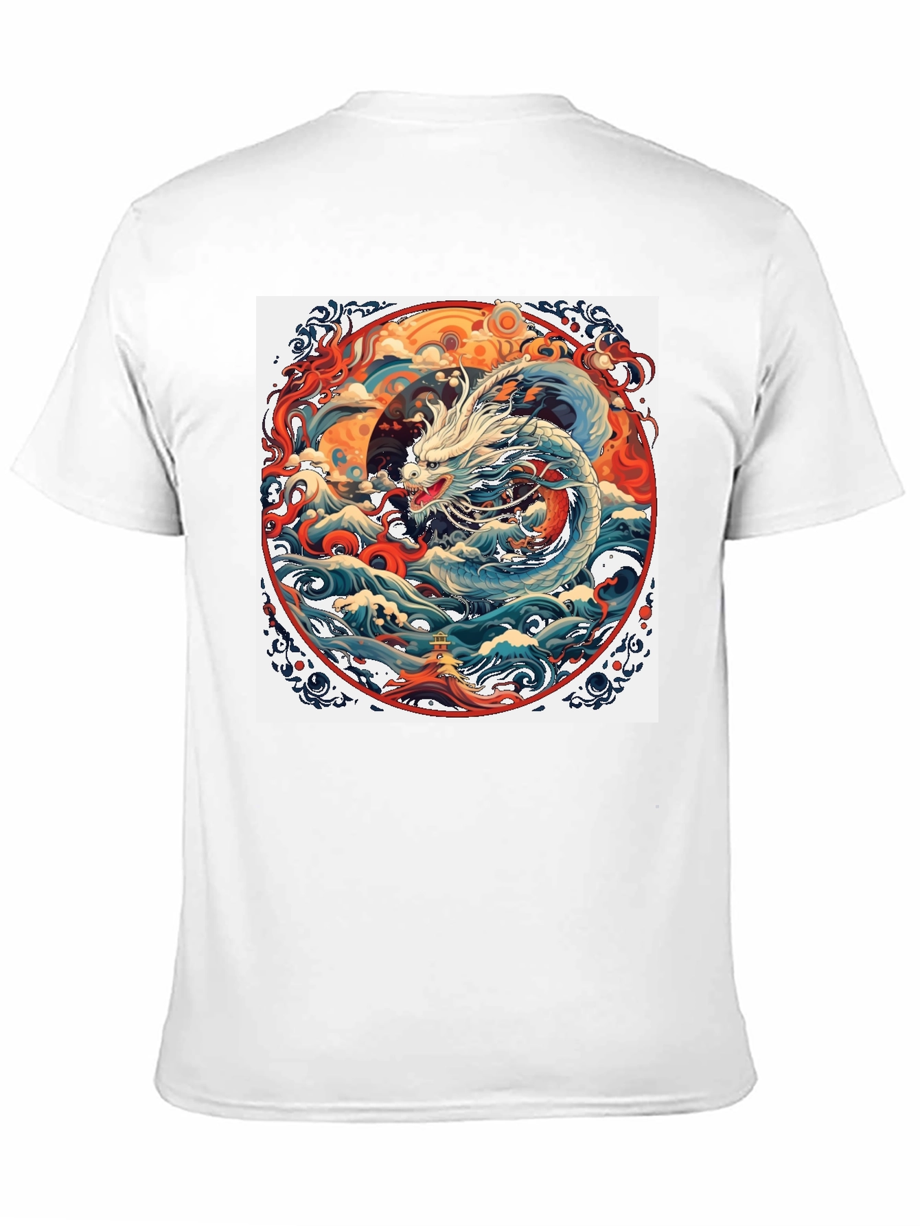 Dragon Wave Graphic Tee - Unique Artistic Design