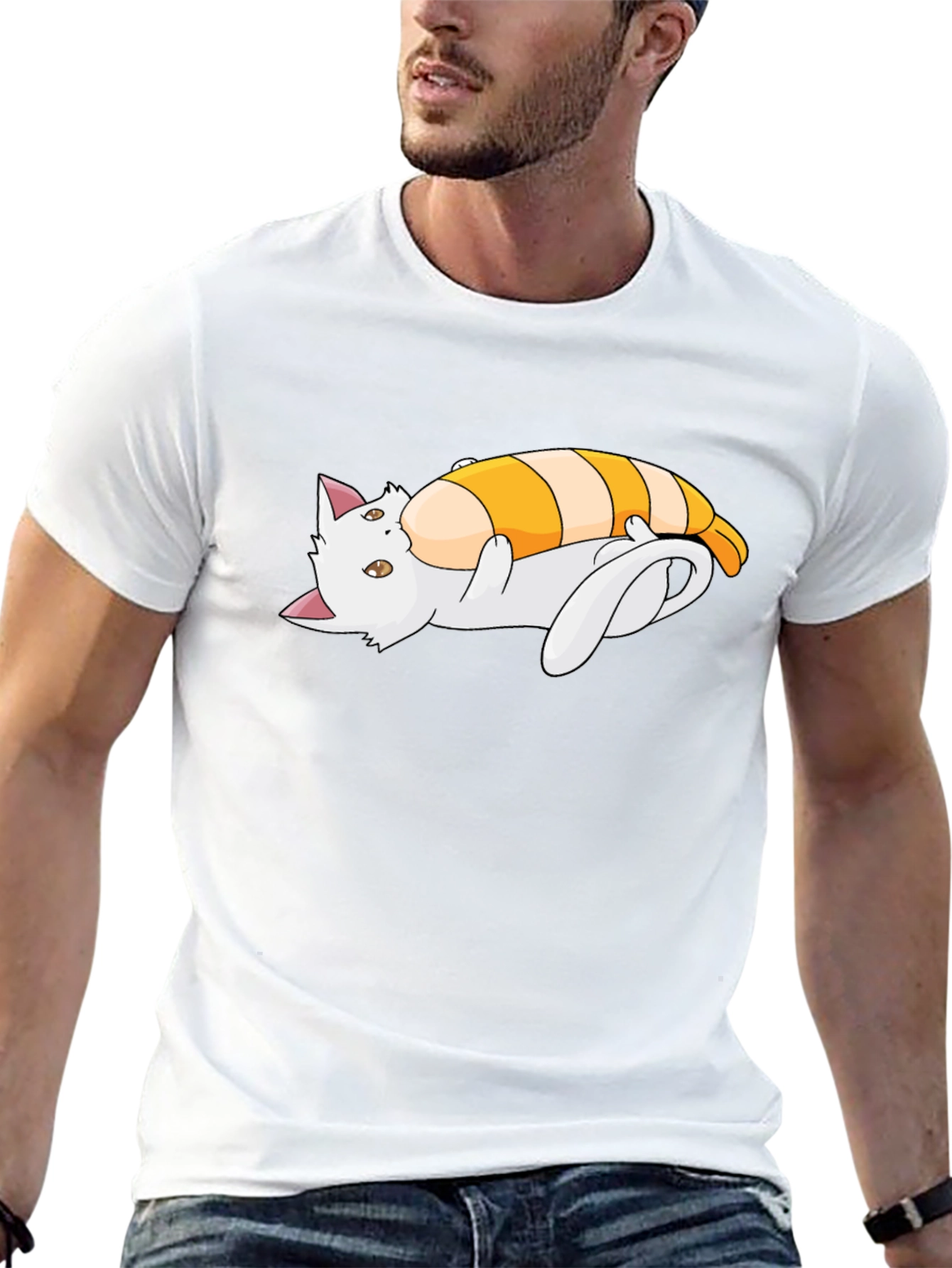 Cat Sushi Roll Graphic T-Shirt