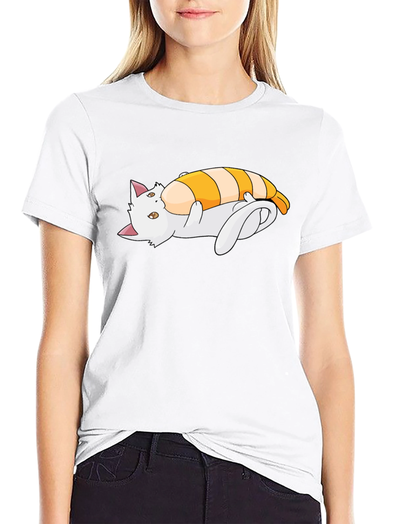 Cat Sushi Roll Graphic T-Shirt