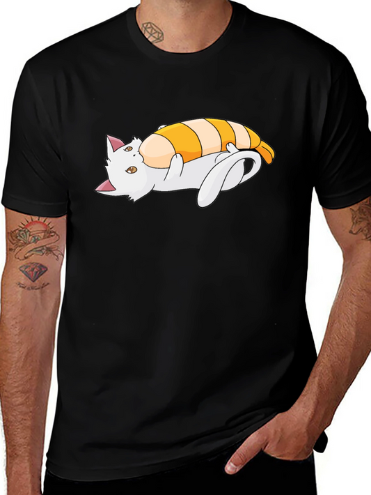 Cat Sushi Roll Graphic T-Shirt