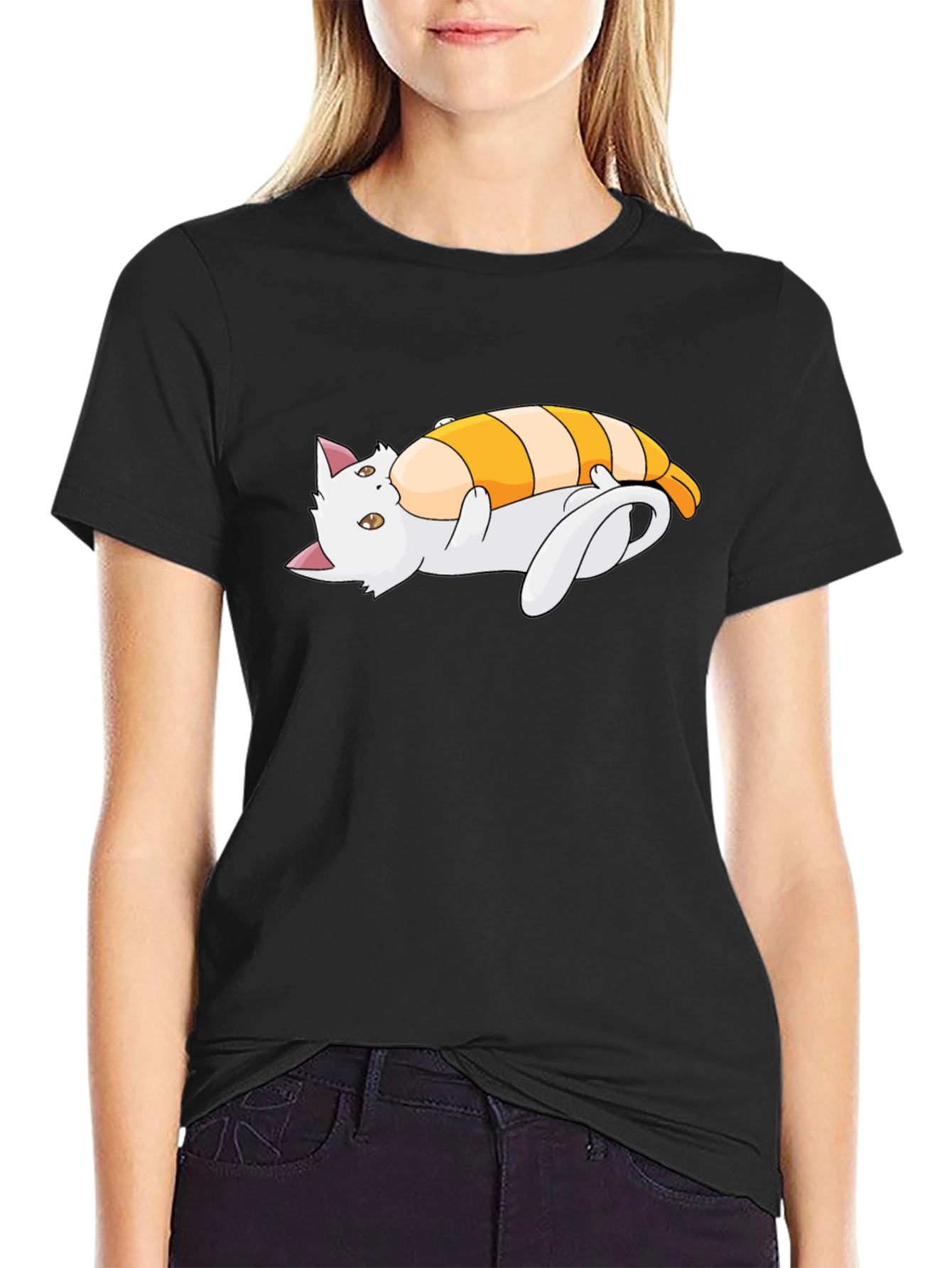 Cat Sushi Roll Graphic T-Shirt