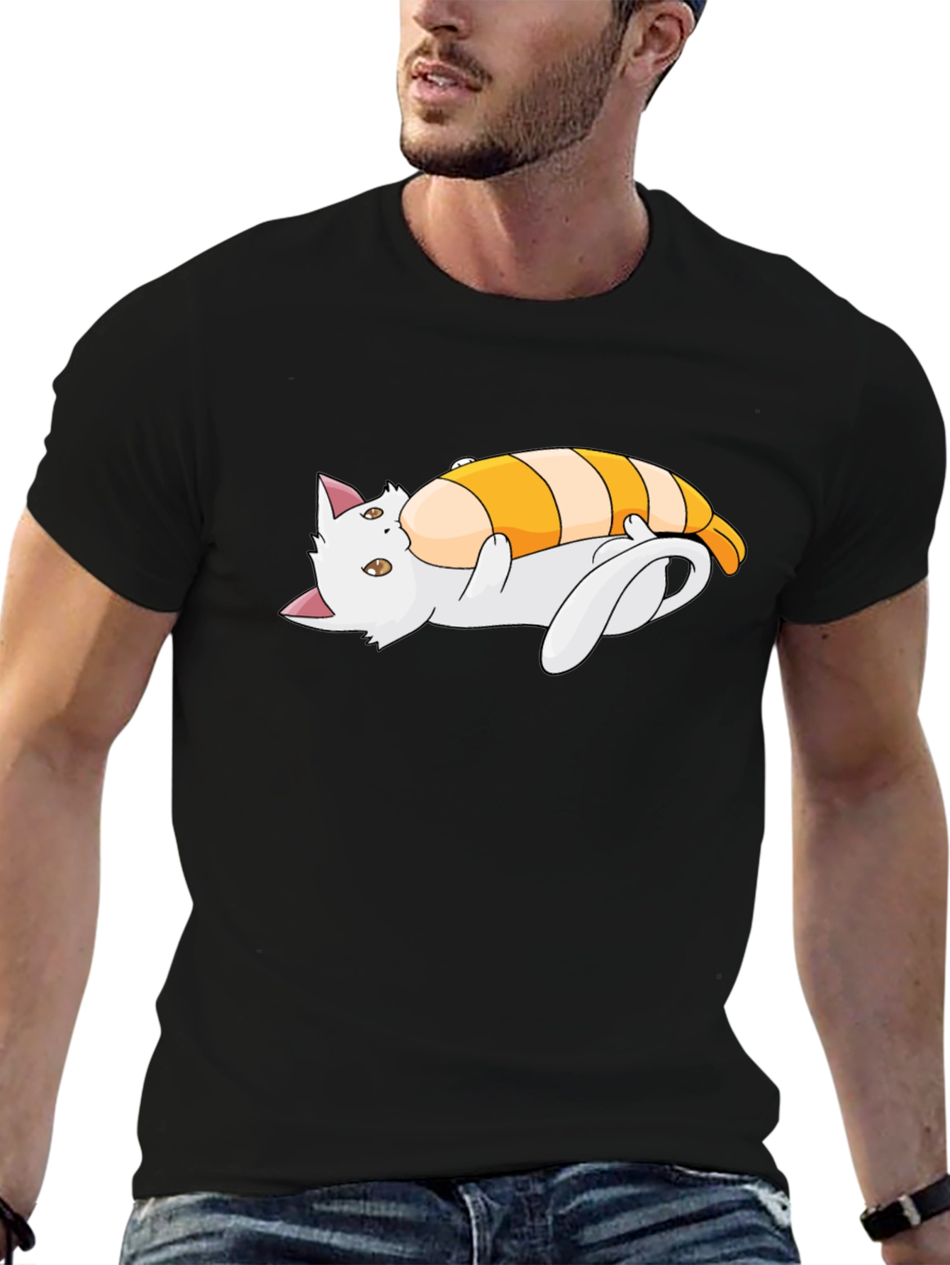 Cat Sushi Roll Graphic T-Shirt