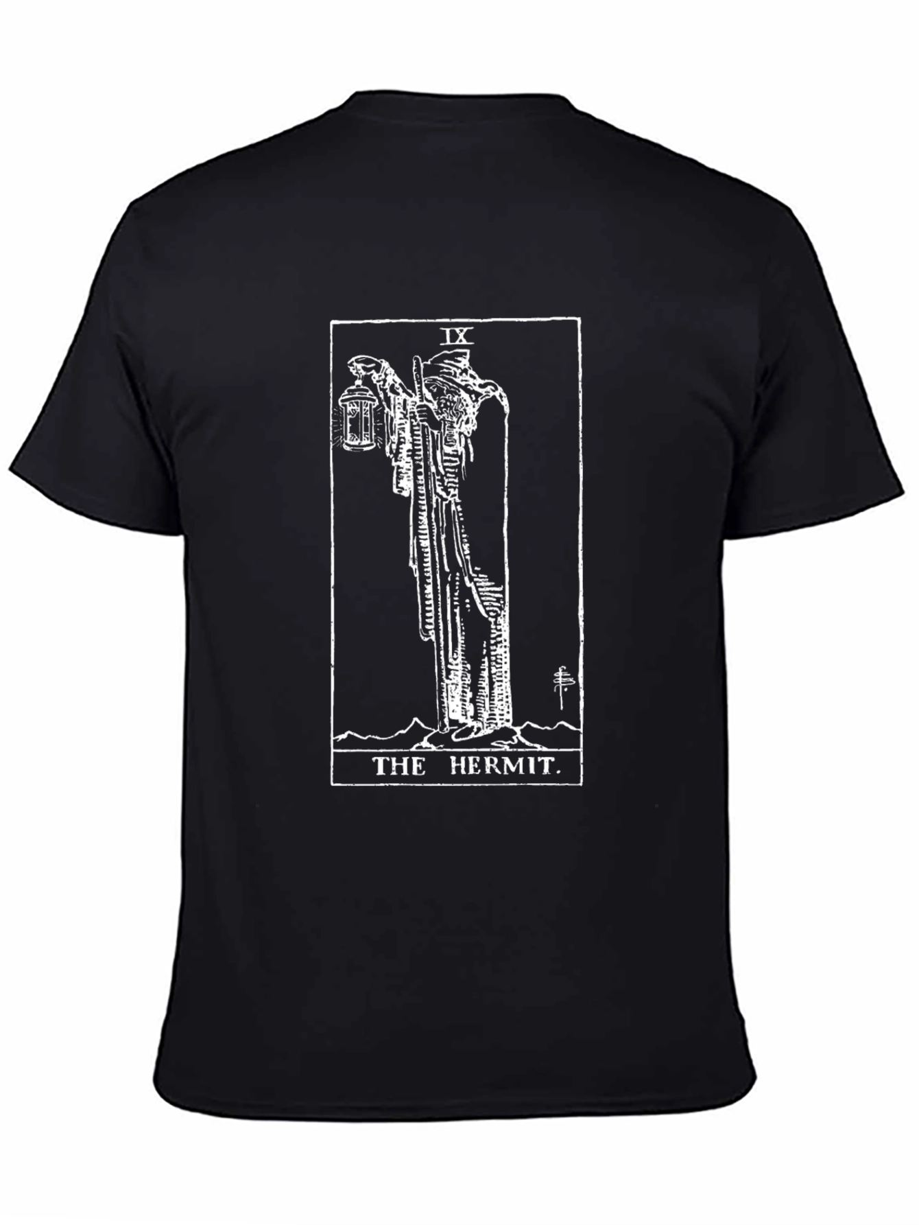 The Hermit Tarot Card Graphic T-Shirt - Black