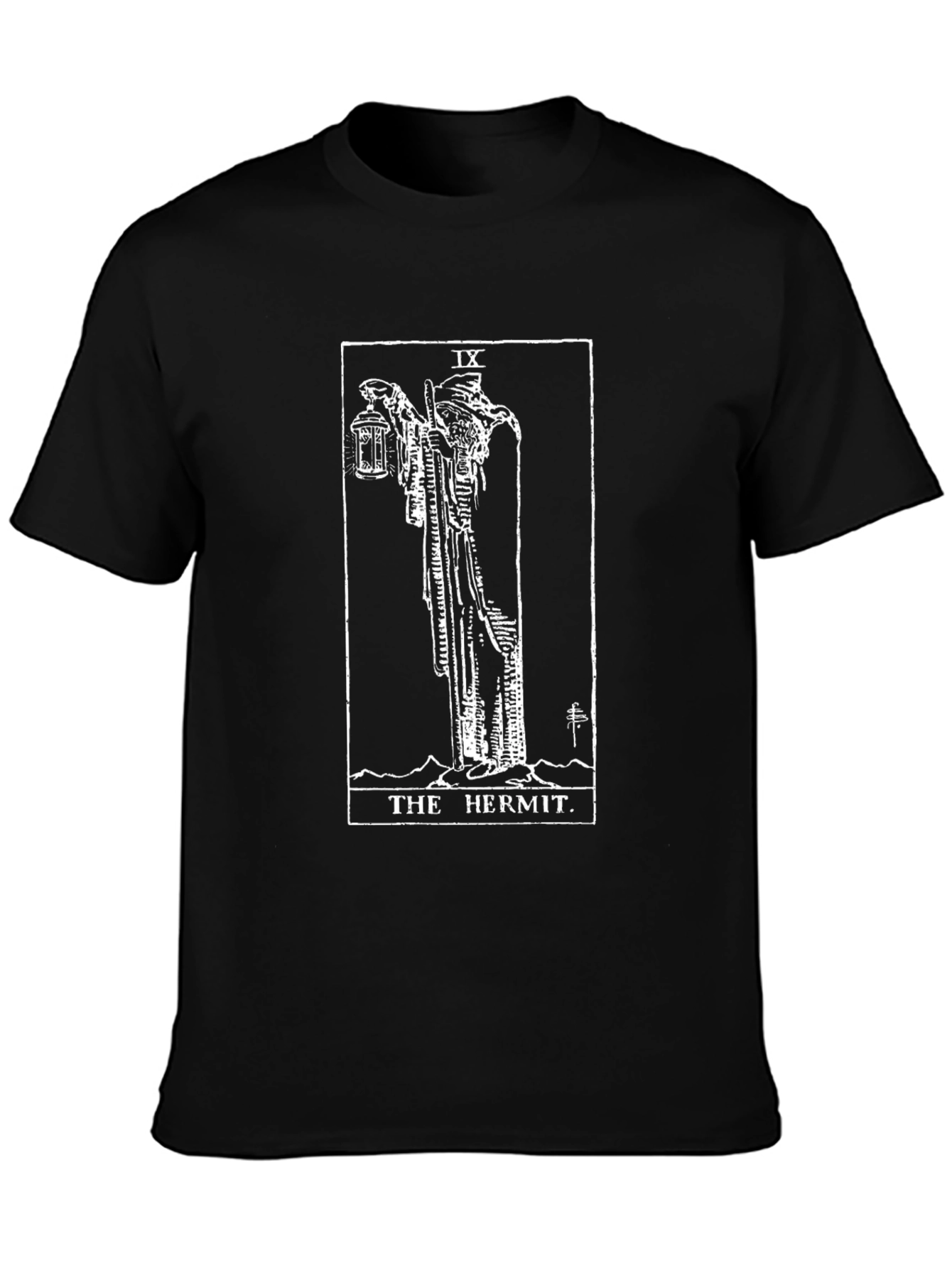 The Hermit Tarot Card Graphic T-Shirt - Black