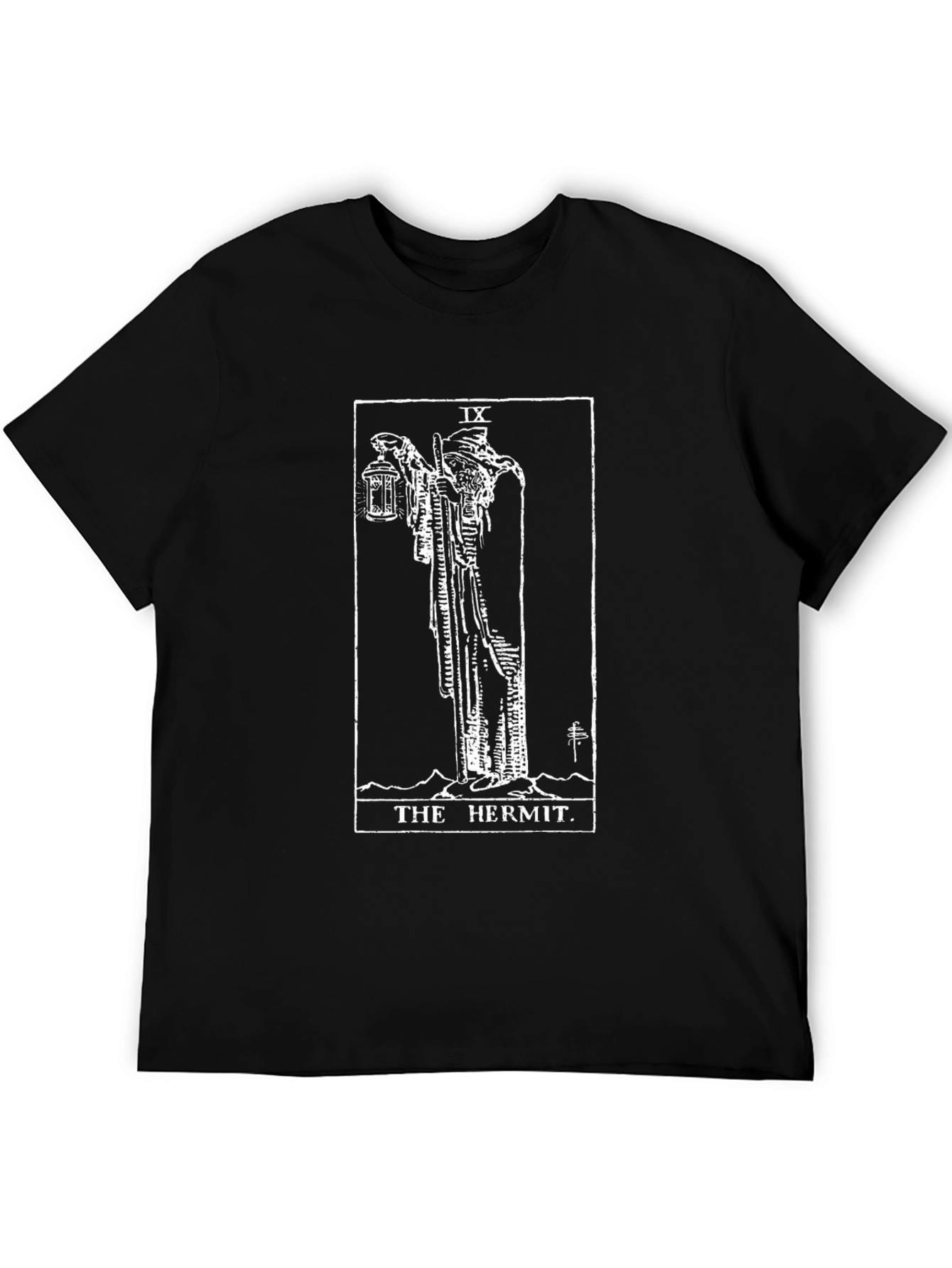 The Hermit Tarot Card Graphic T-Shirt - Black