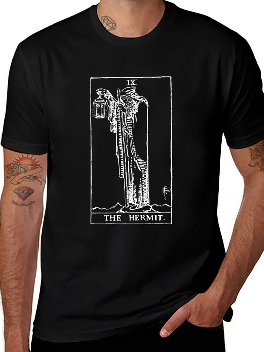 The Hermit Tarot Card Graphic T-Shirt - Black
