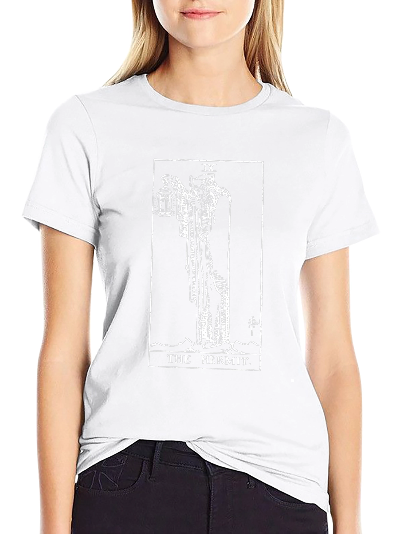 The Hermit Tarot Card Graphic T-Shirt - Black
