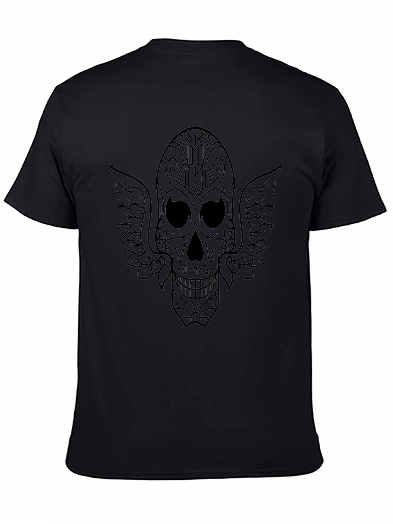 Sugar Skull Winged T-Shirt - Mens Black Tee