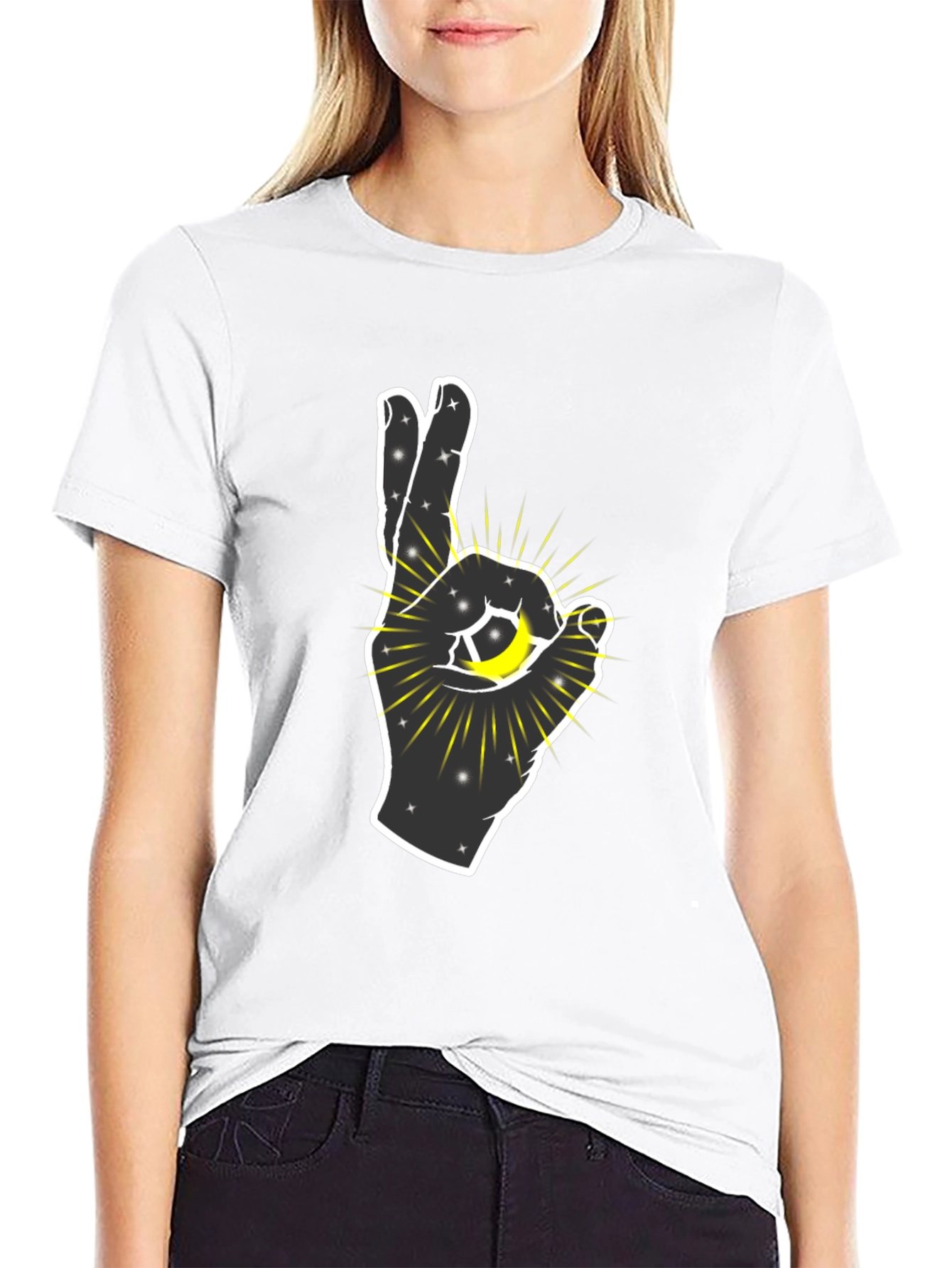Cosmic Hand Graphic T-Shirt - Black