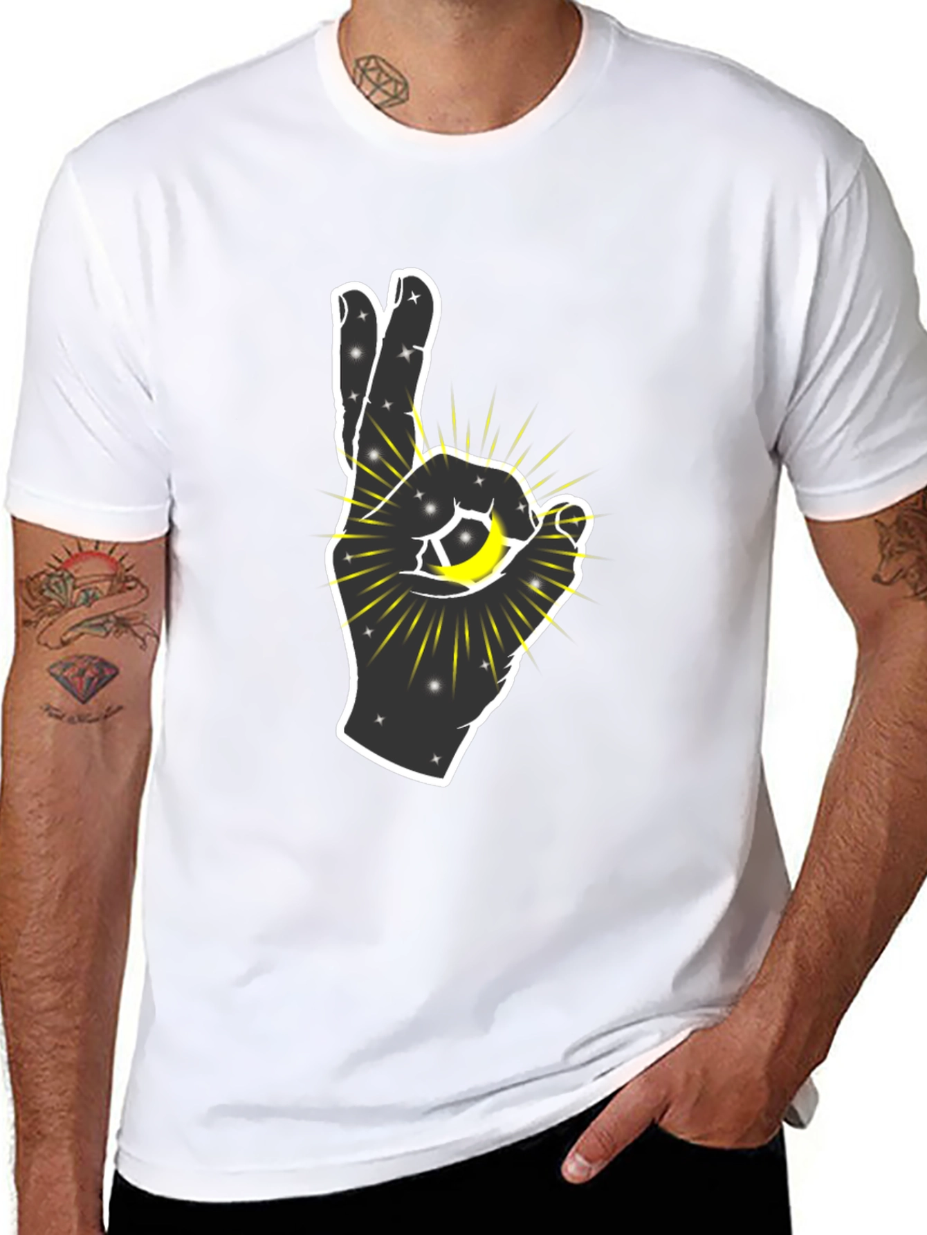 Cosmic Hand Graphic T-Shirt - Black
