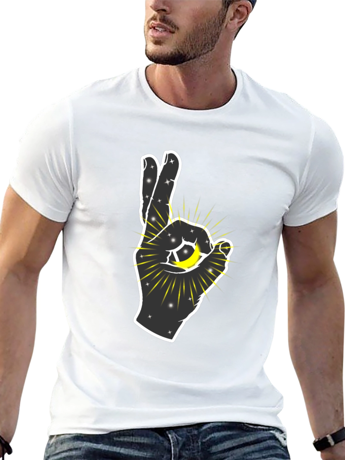 Cosmic Hand Graphic T-Shirt - Black