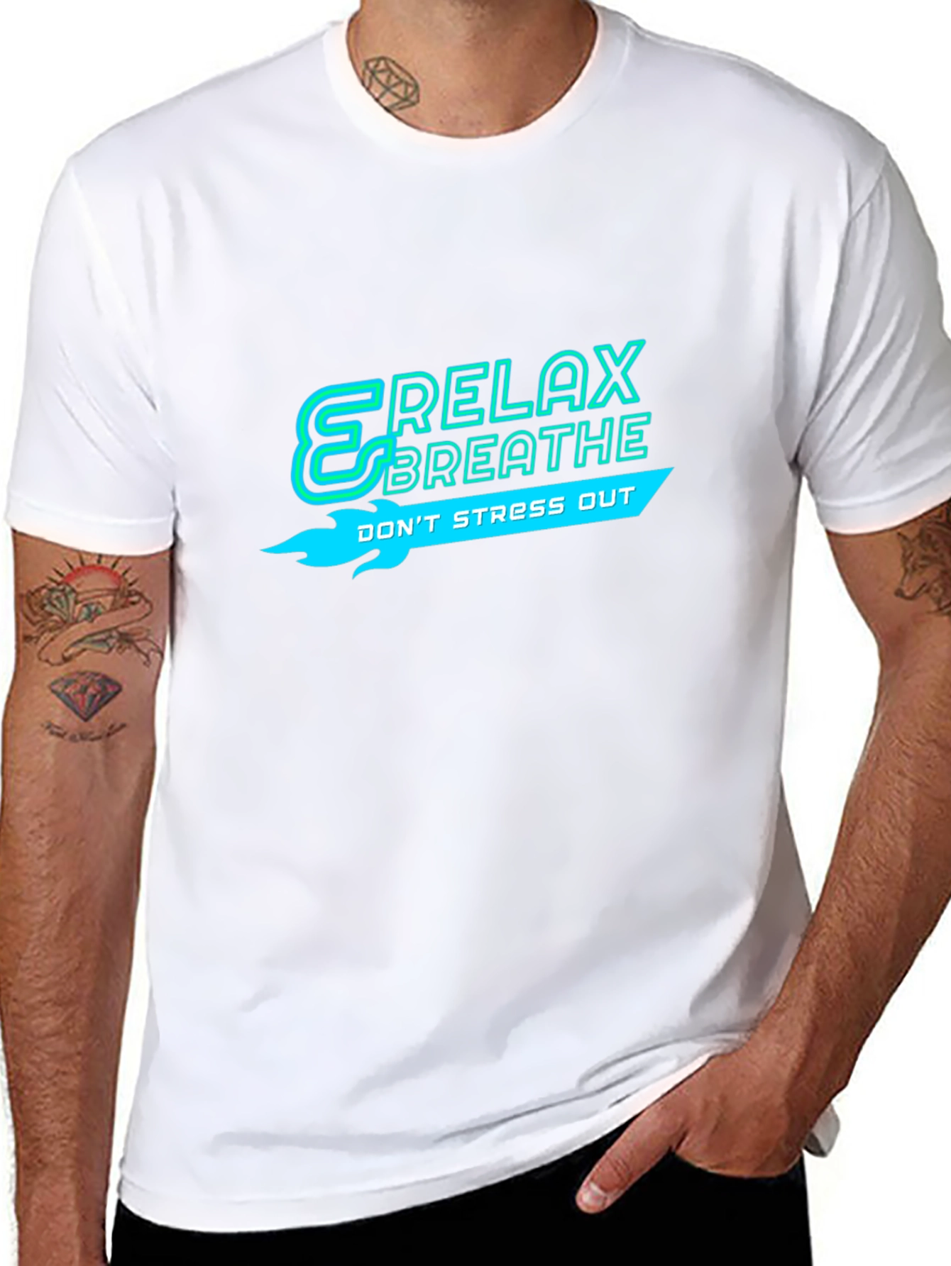 Relax Breathe Graphic Black T-Shirt