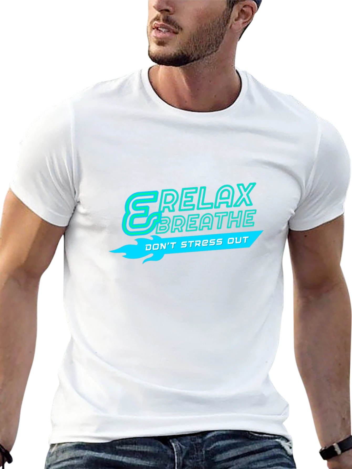Relax Breathe Graphic Black T-Shirt
