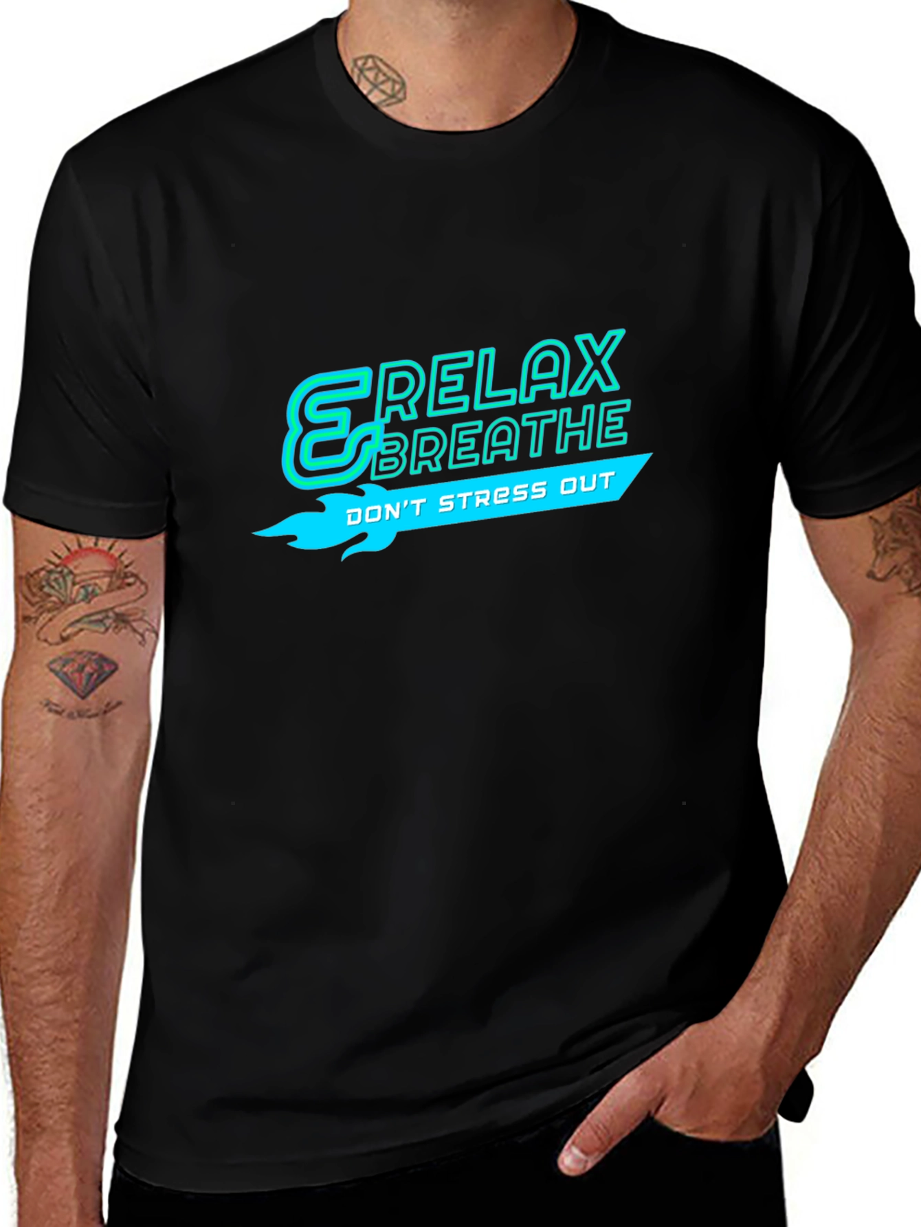 Relax Breathe Graphic Black T-Shirt