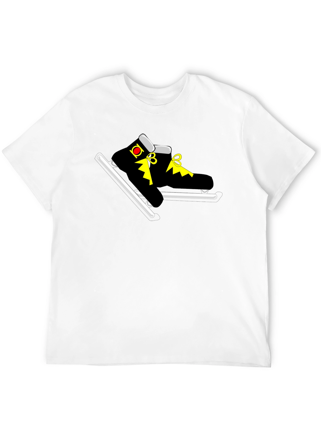Black T-Shirt with Cartoon Skates Graphic