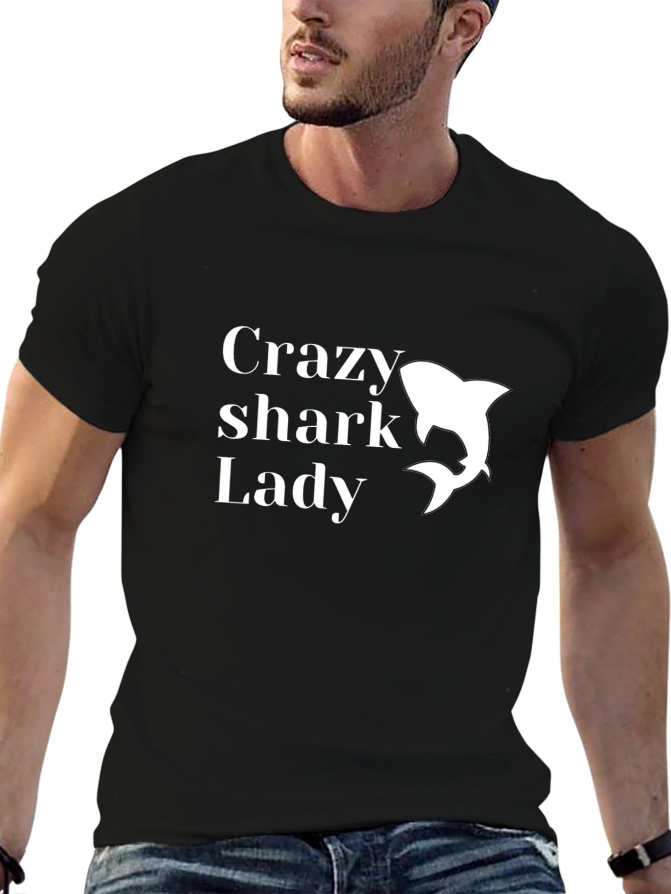 Crazy Shark Lady T-Shirt - Black