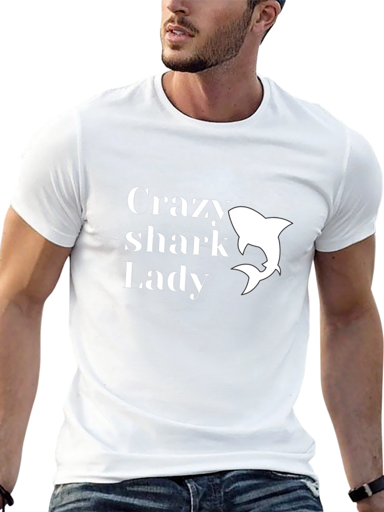 Crazy Shark Lady T-Shirt - Black