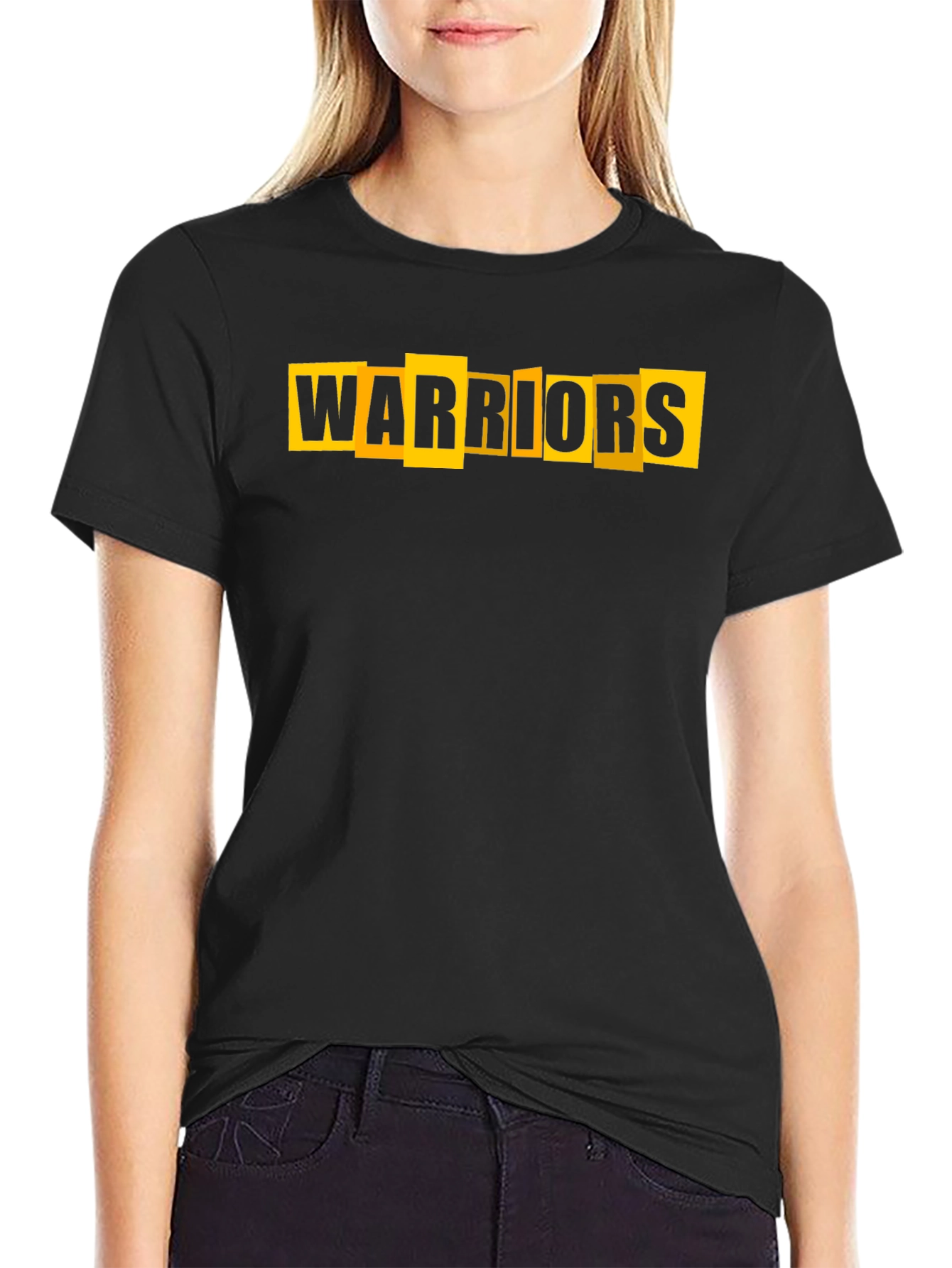 Warriors Graphic Tee - Black Cotton Blend