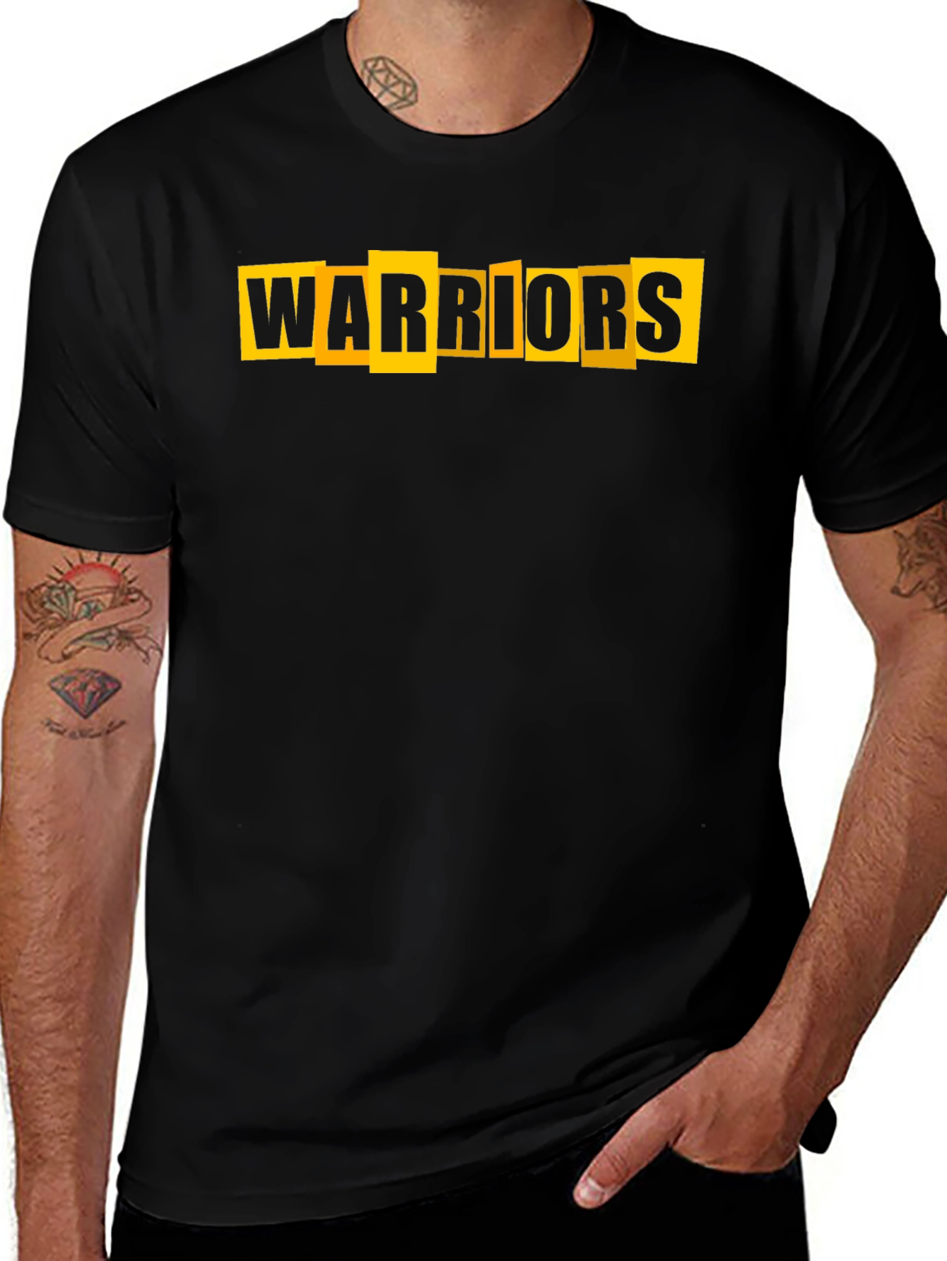 Warriors Graphic Tee - Black Cotton Blend