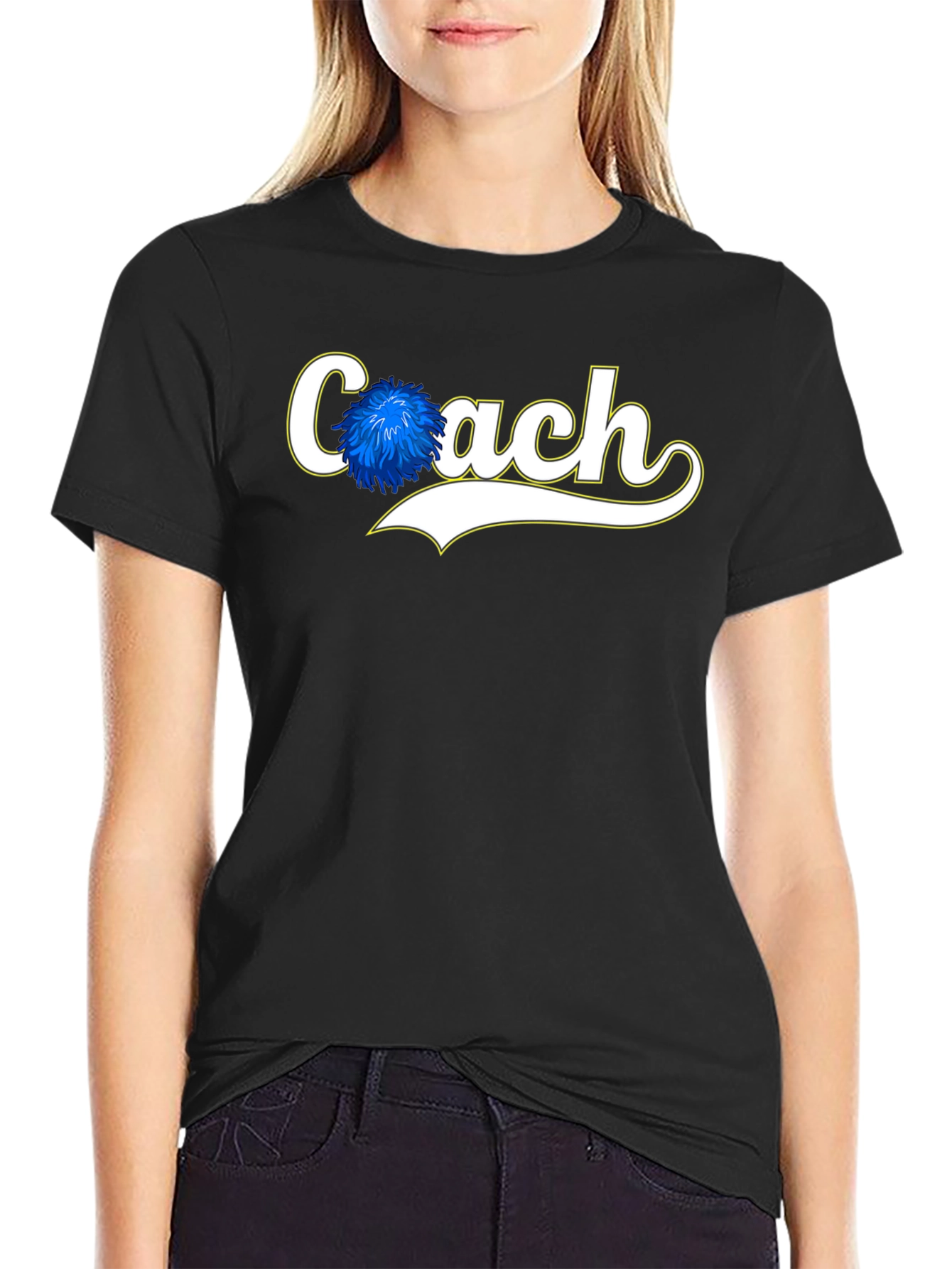 Coach Pom Pom Graphic Tee - Black Cotton Blend