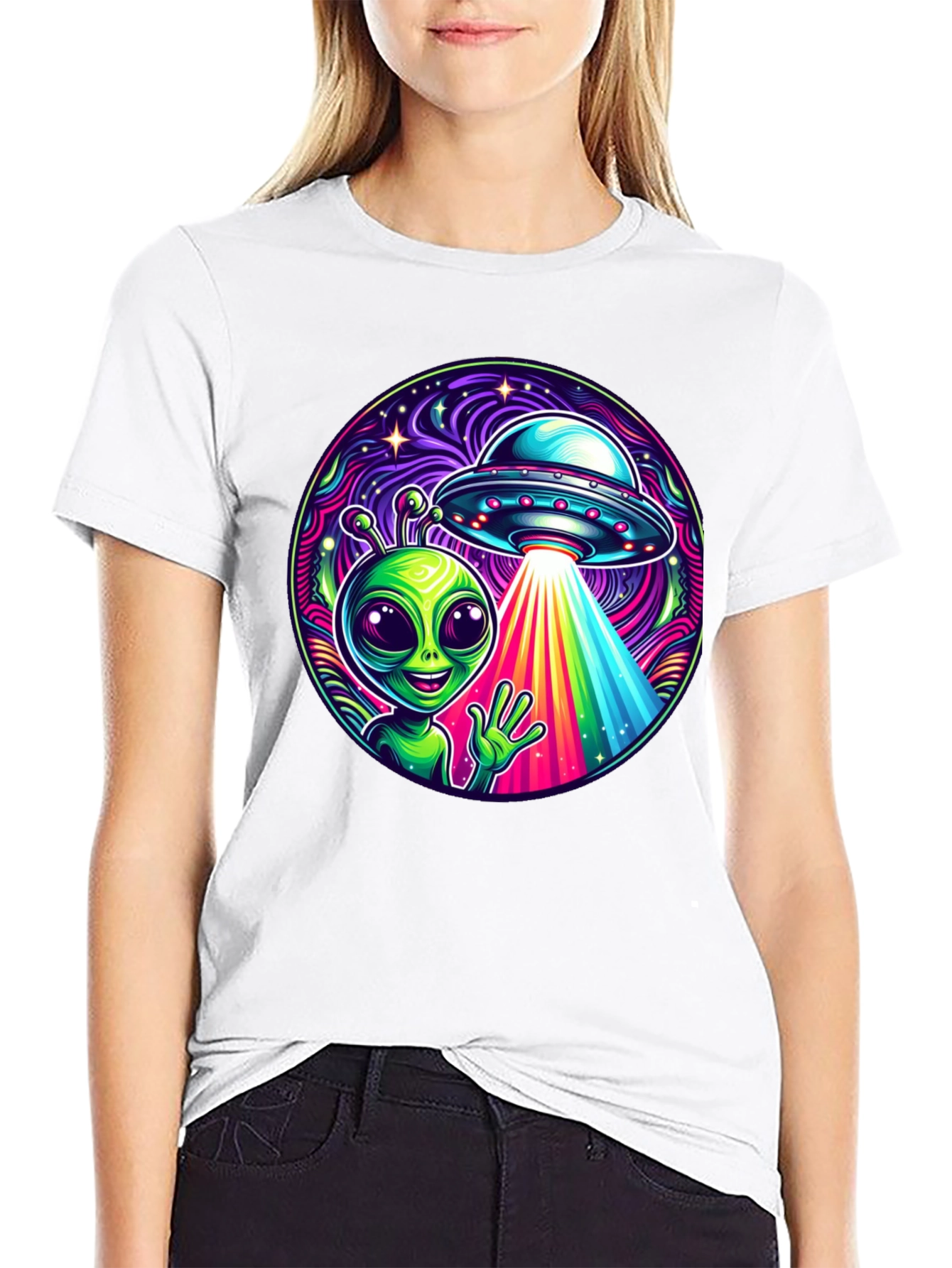 Alien UFO Abduction Graphic T-Shirt - Trendy and Unique!